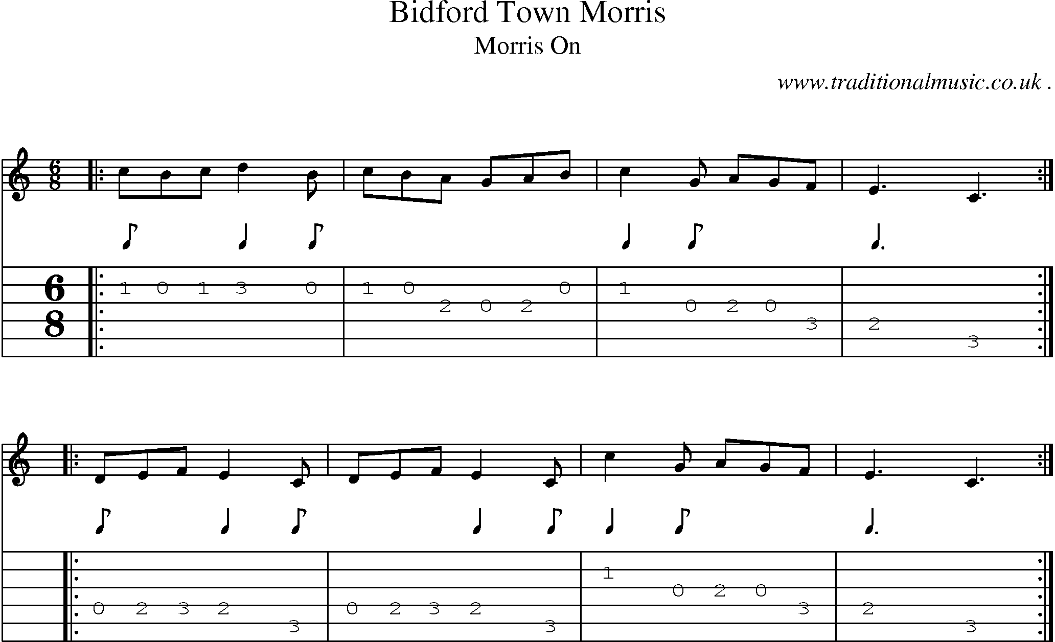 Sheet-Music and Guitar Tabs for Bidford Town Morris