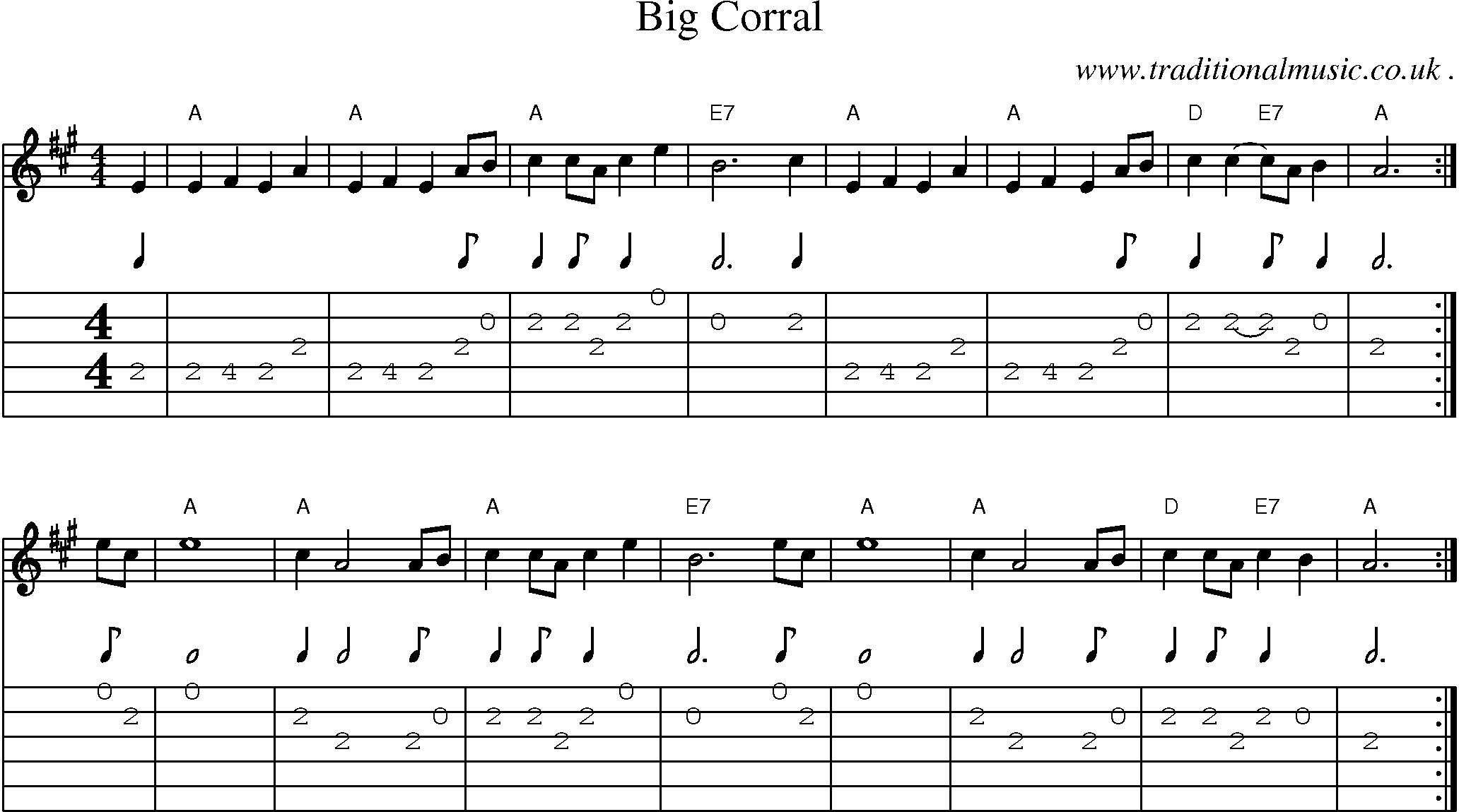Sheet-Music and Guitar Tabs for Big Corral