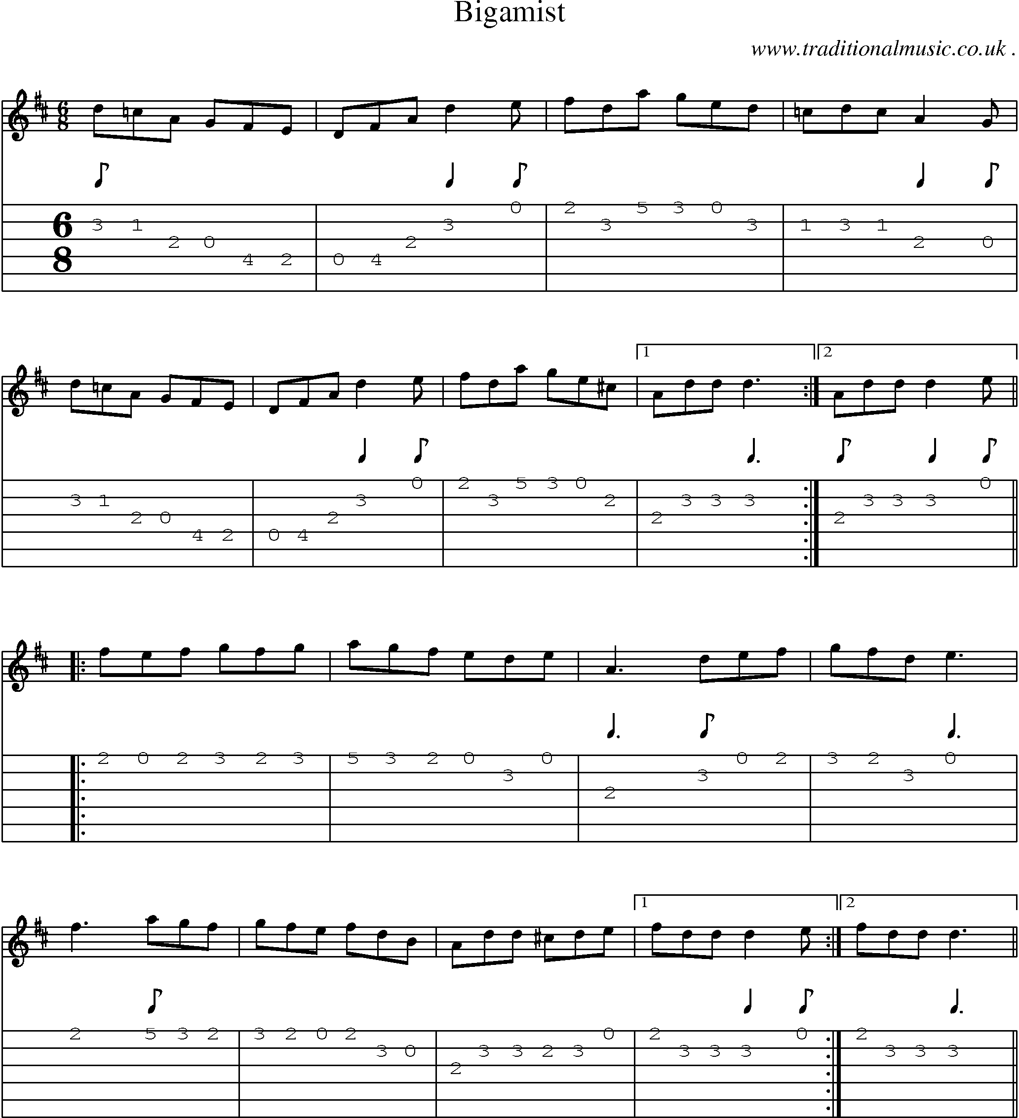 Sheet-Music and Guitar Tabs for Bigamist