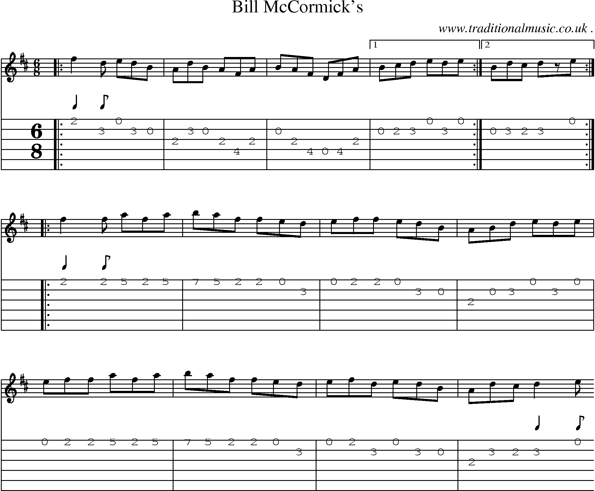 Sheet-Music and Guitar Tabs for Bill Mccormicks