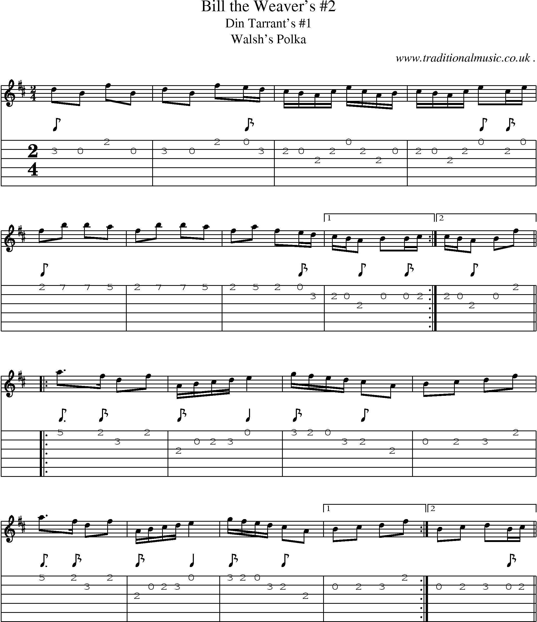 Sheet-Music and Guitar Tabs for Bill The Weavers 2
