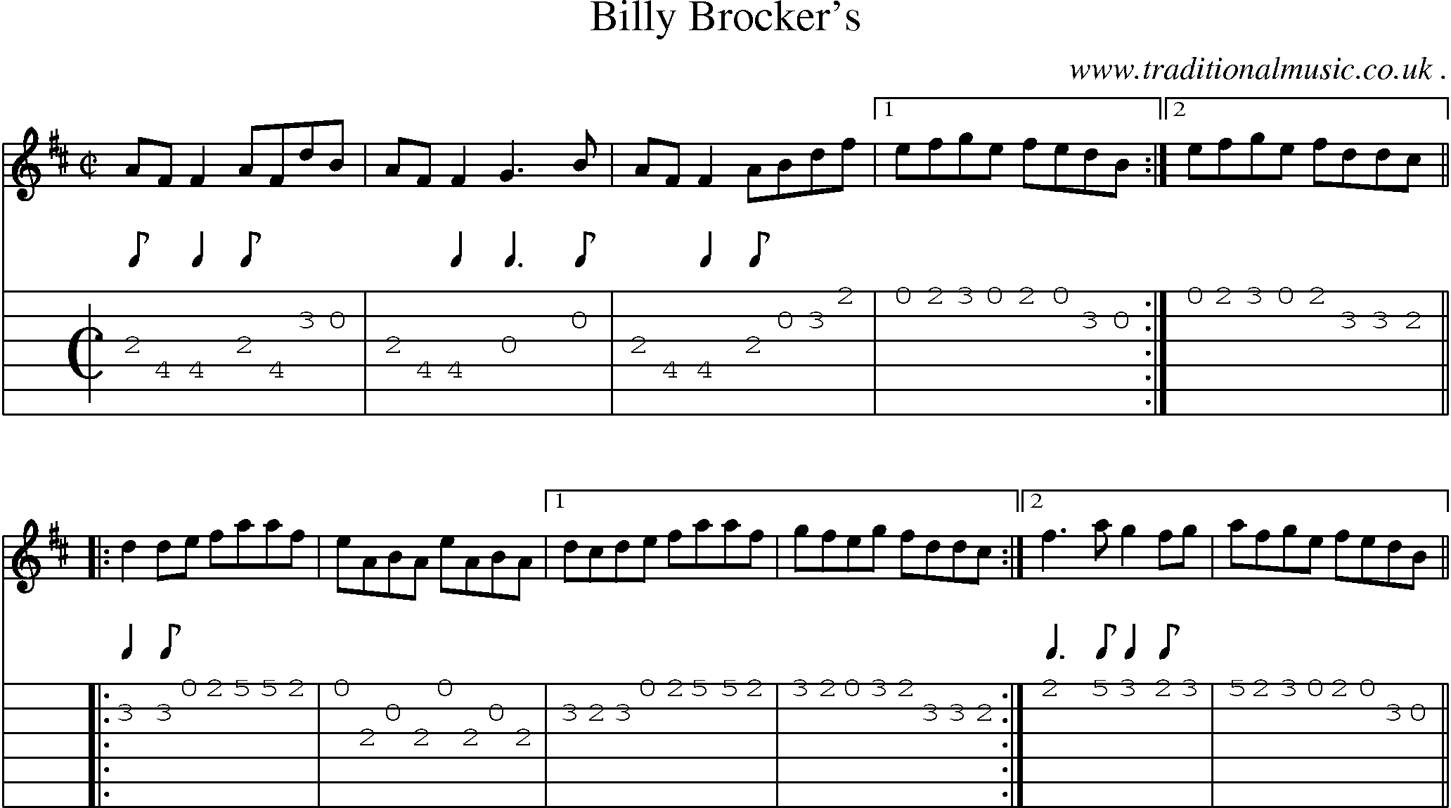 Sheet-Music and Guitar Tabs for Billy Brockers