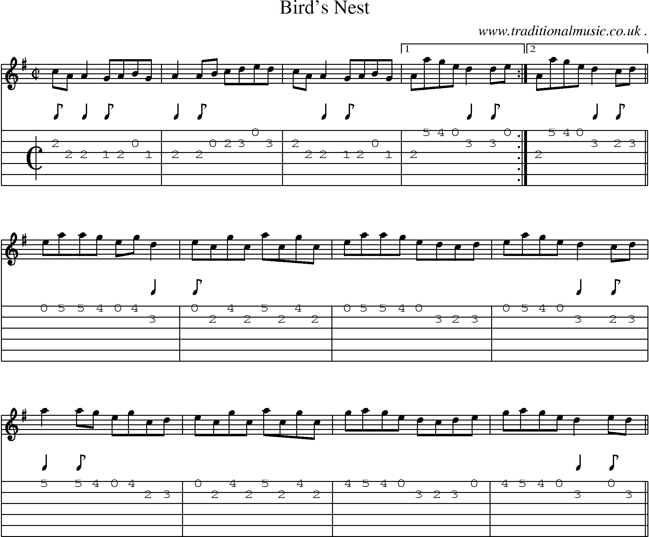 Sheet-Music and Guitar Tabs for Birds Nest