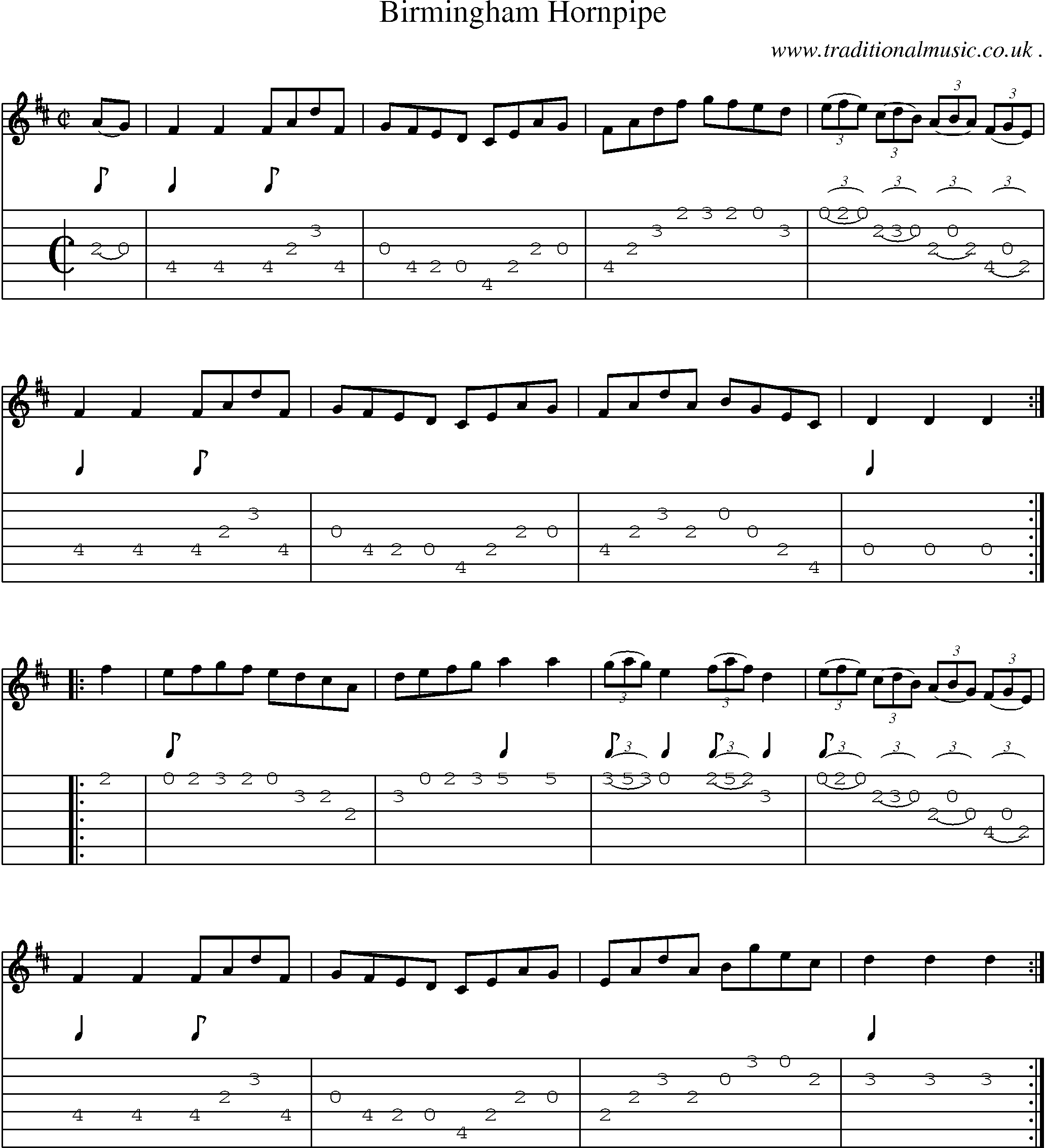 Sheet-Music and Guitar Tabs for Birmingham Hornpipe