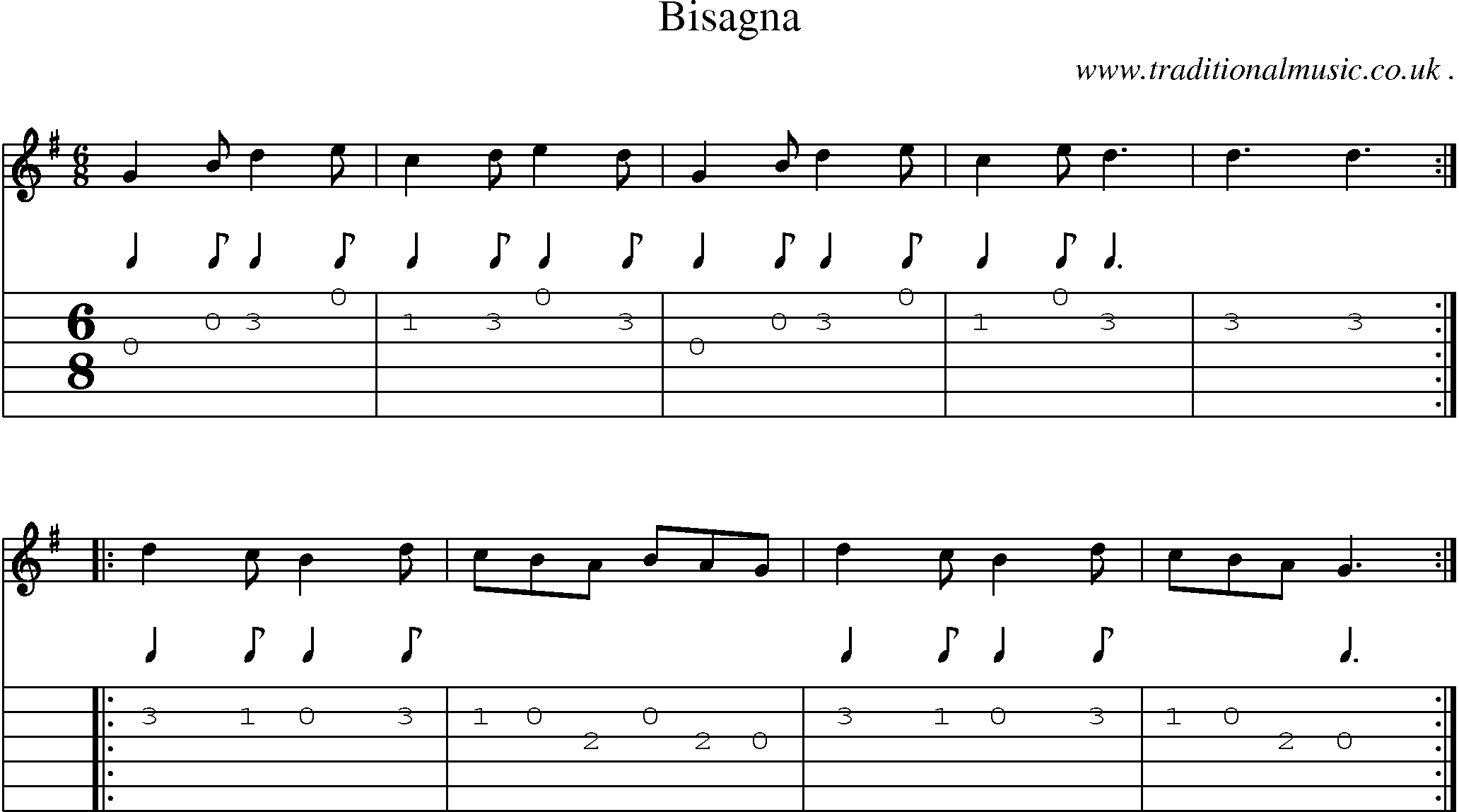 Sheet-Music and Guitar Tabs for Bisagna