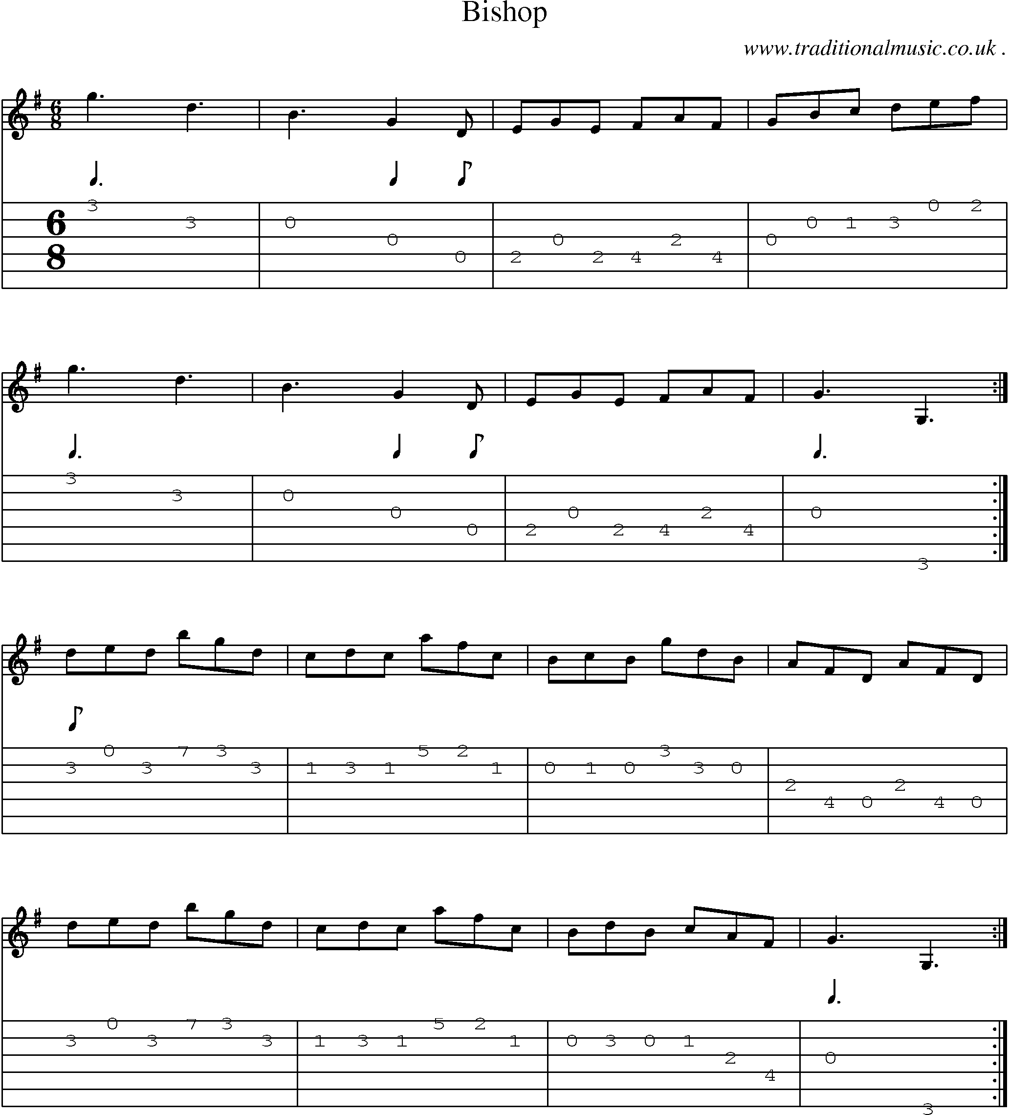 Sheet-Music and Guitar Tabs for Bishop