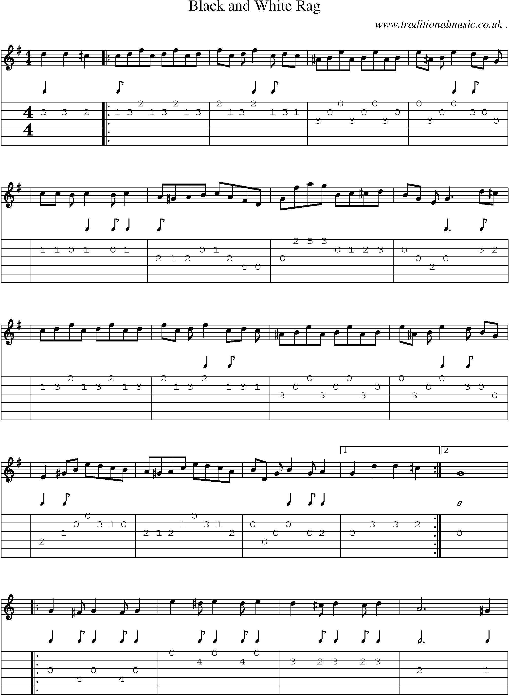 Sheet-Music and Guitar Tabs for Black And White Rag