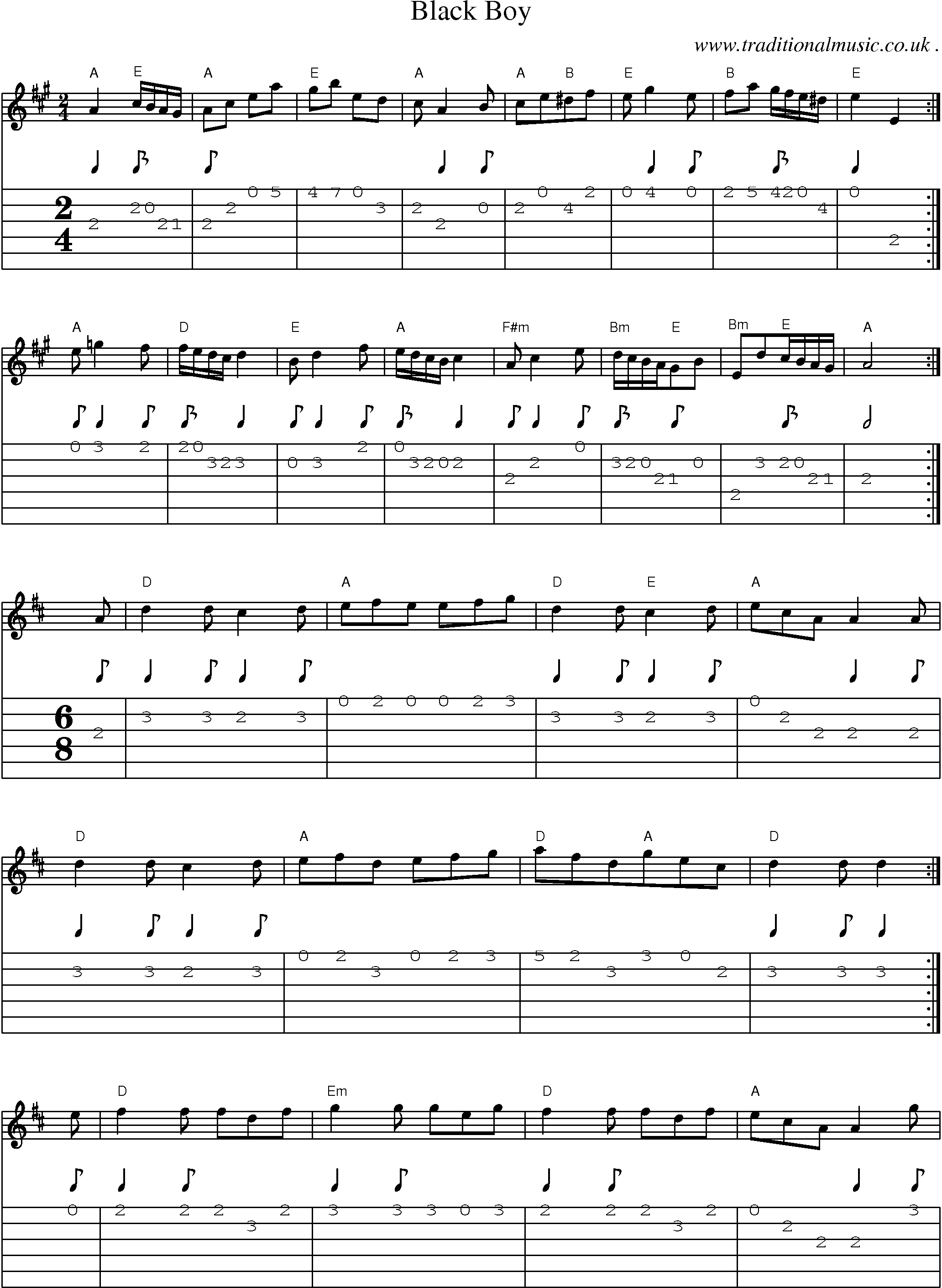 Sheet-Music and Guitar Tabs for Black Boy