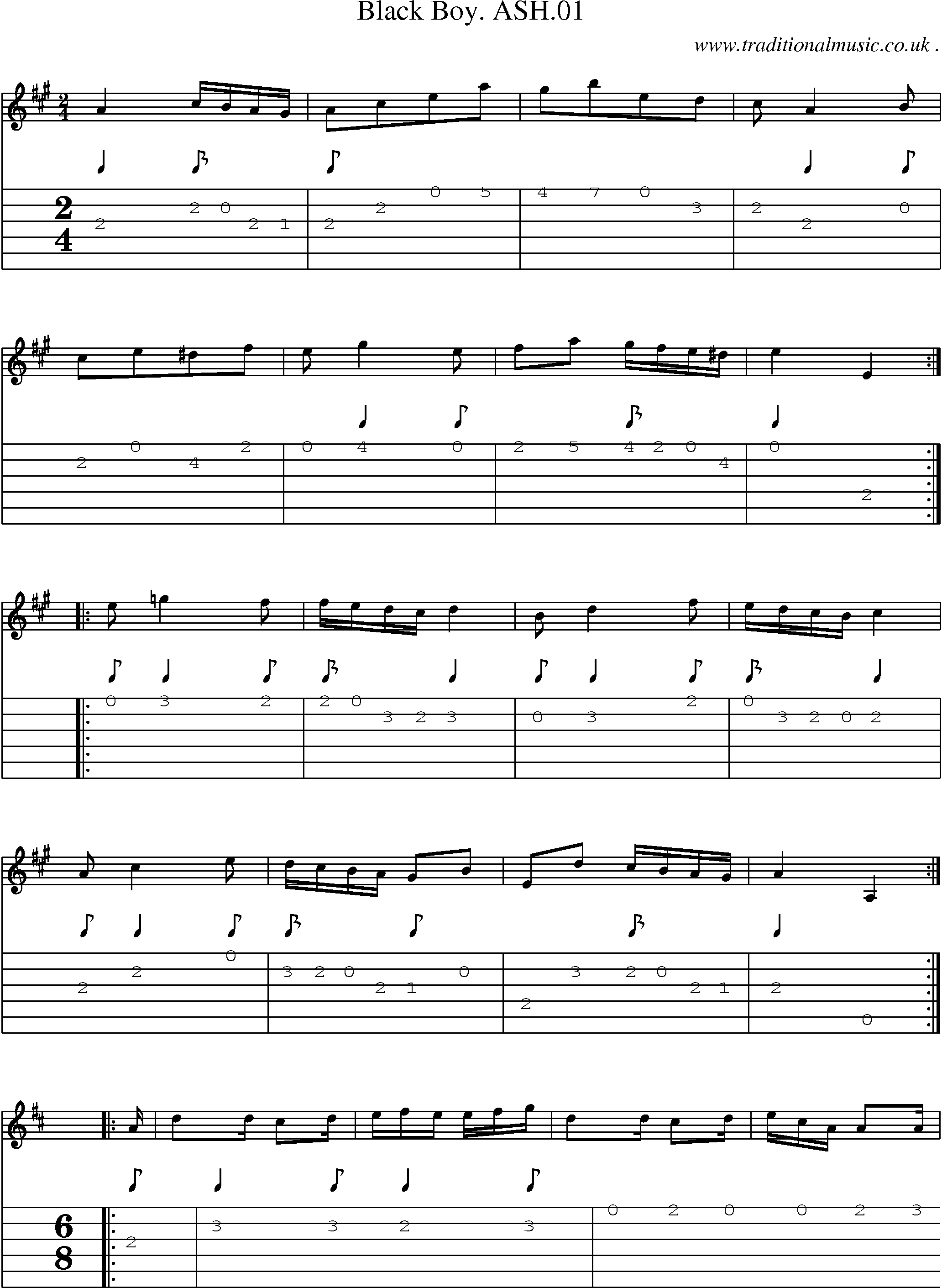 Sheet-Music and Guitar Tabs for Black Boy Ash01