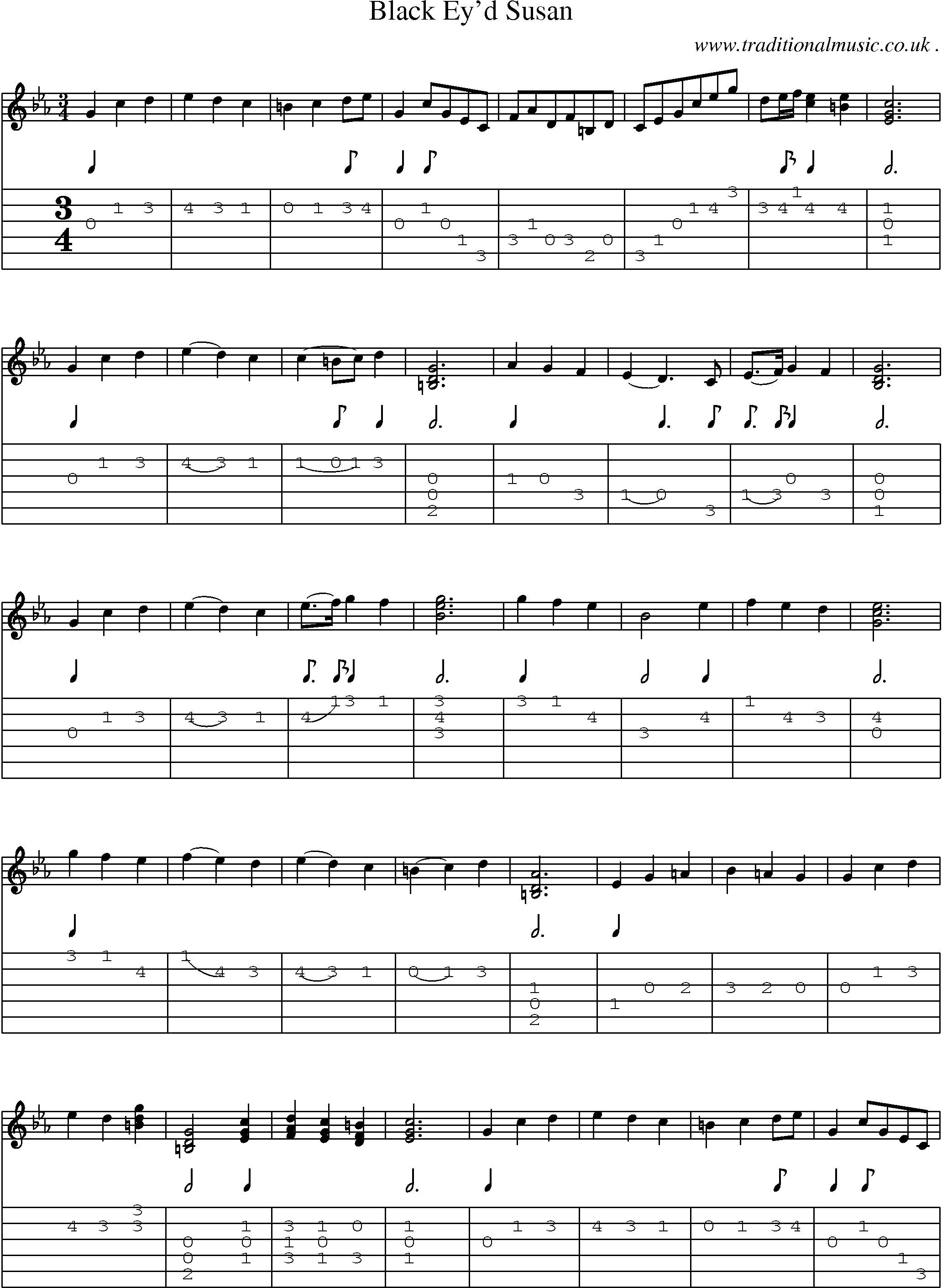 Sheet-Music and Guitar Tabs for Black Eyd Susan
