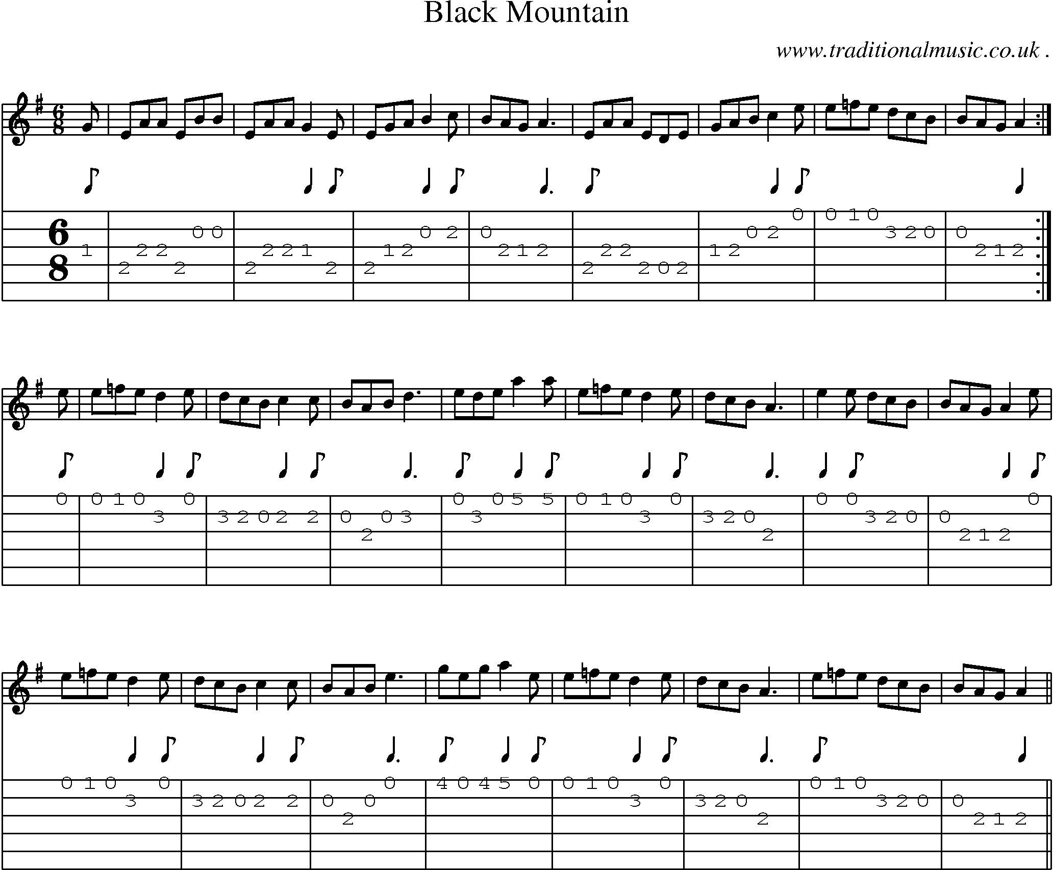 Sheet-Music and Guitar Tabs for Black Mountain