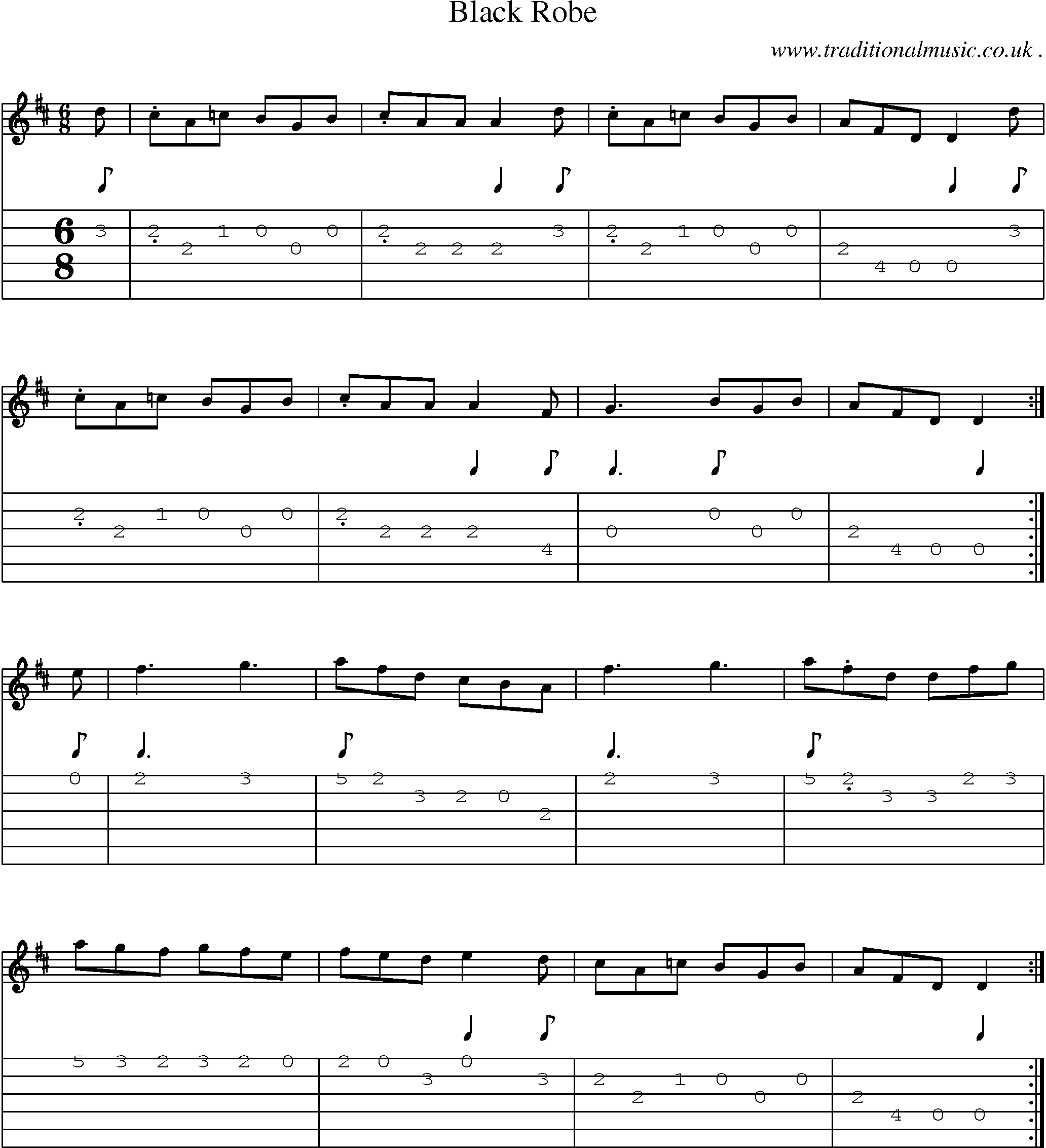 Sheet-Music and Guitar Tabs for Black Robe