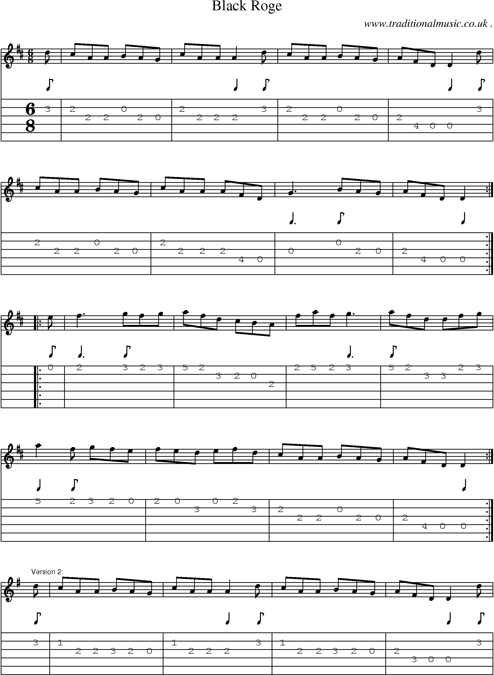Sheet-Music and Guitar Tabs for Black Roge