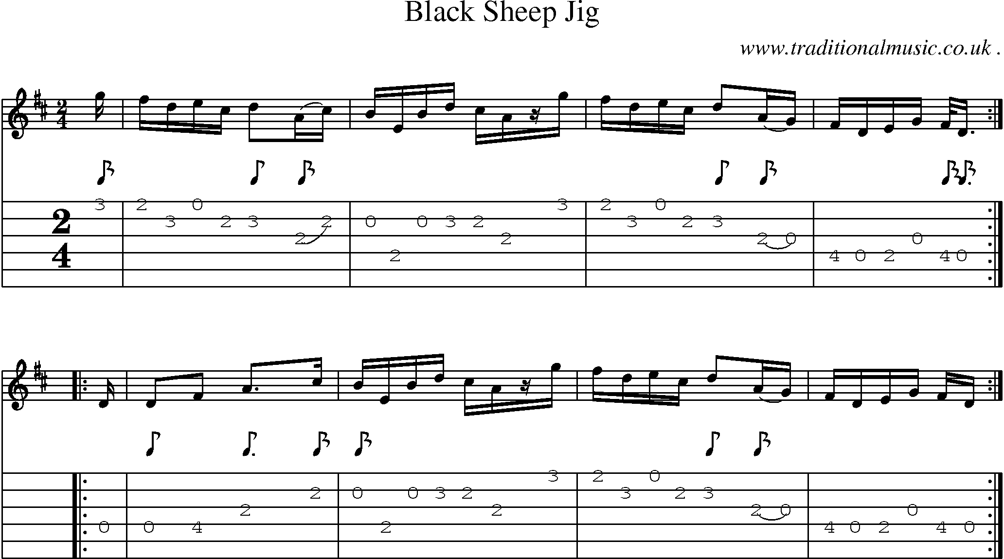 Sheet-Music and Guitar Tabs for Black Sheep Jig