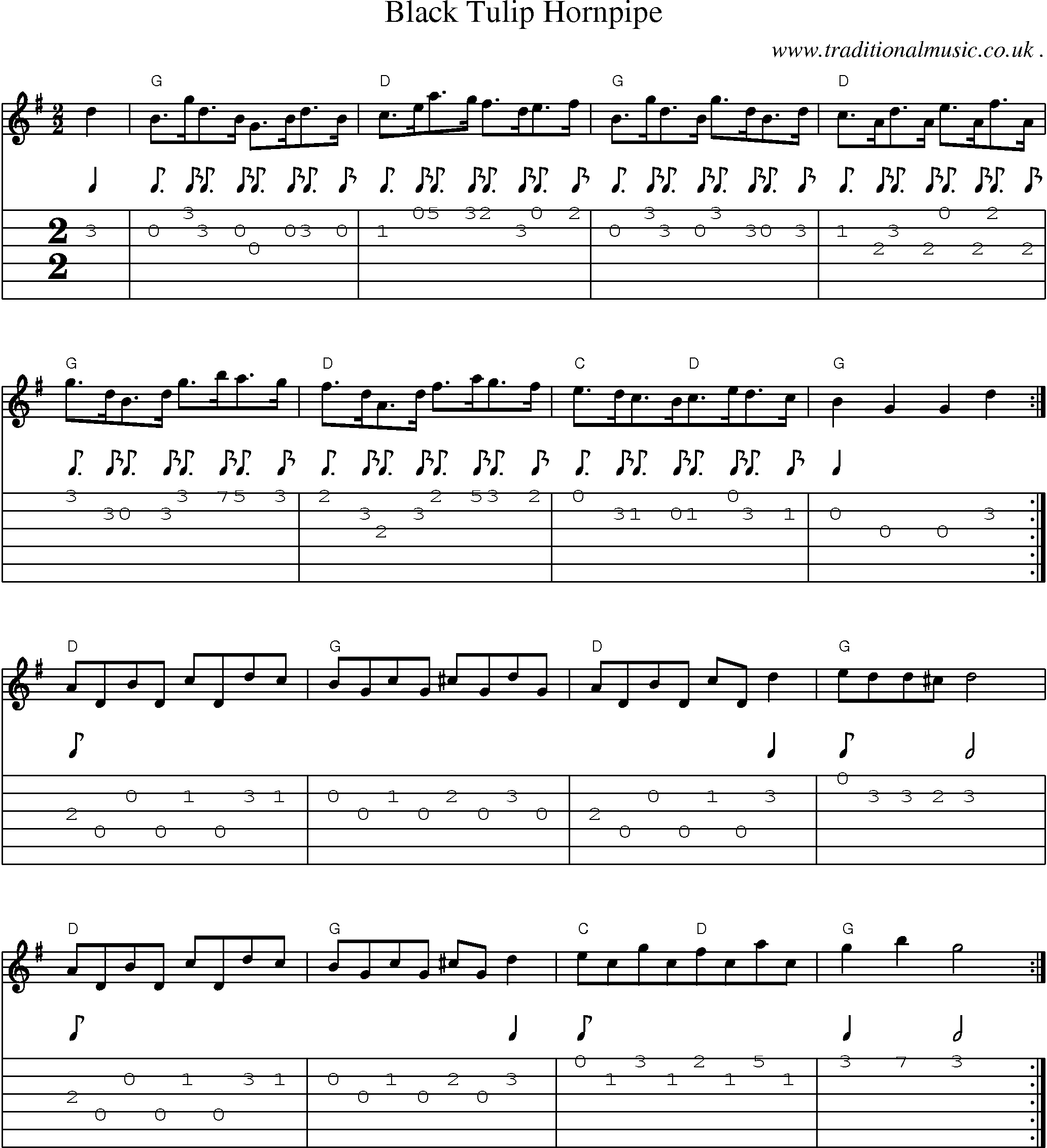 Sheet-Music and Guitar Tabs for Black Tulip Hornpipe