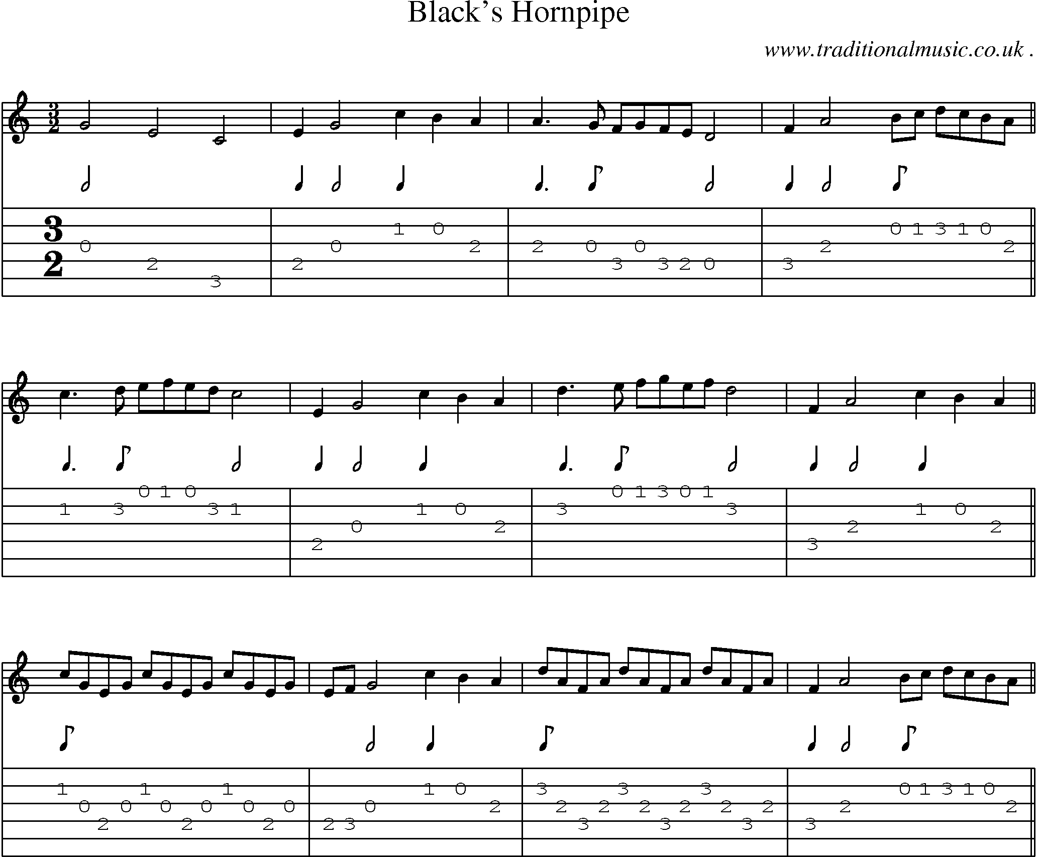 Sheet-Music and Guitar Tabs for Blacks Hornpipe