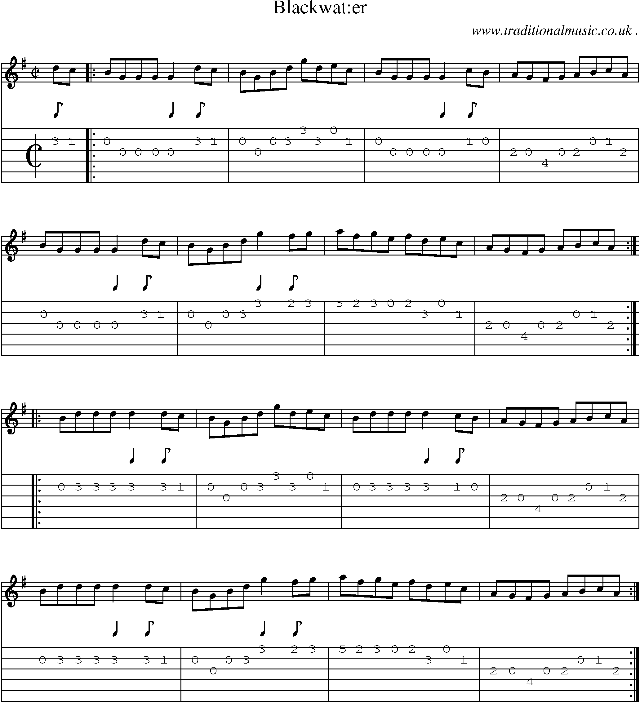 Sheet-Music and Guitar Tabs for Blackwater