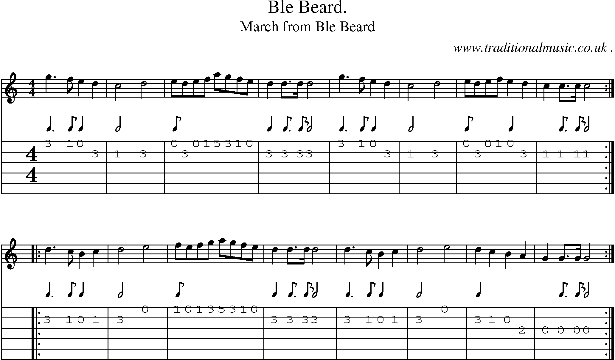 Sheet-Music and Guitar Tabs for Ble Beard