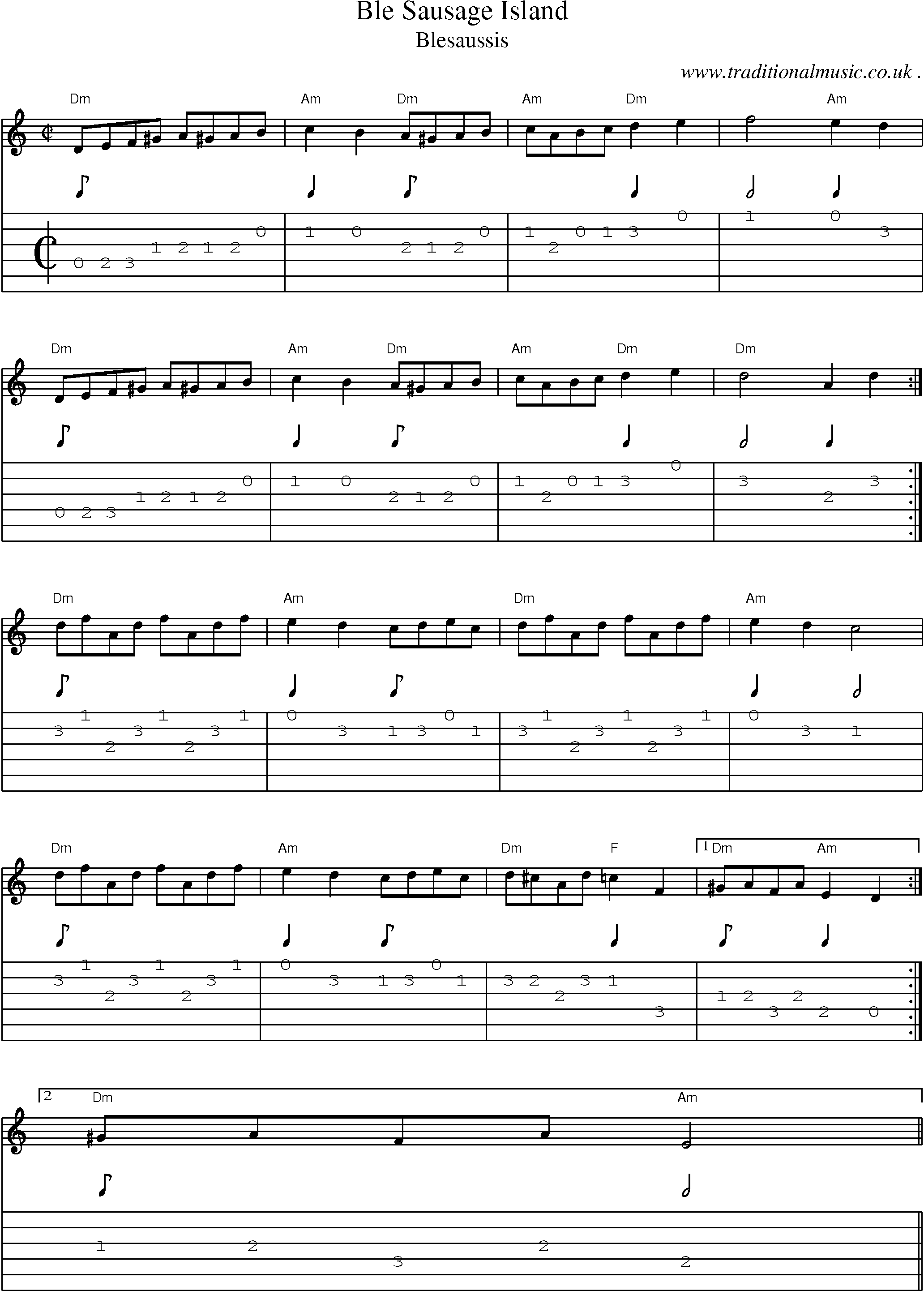 Sheet-Music and Guitar Tabs for Ble Sausage Island