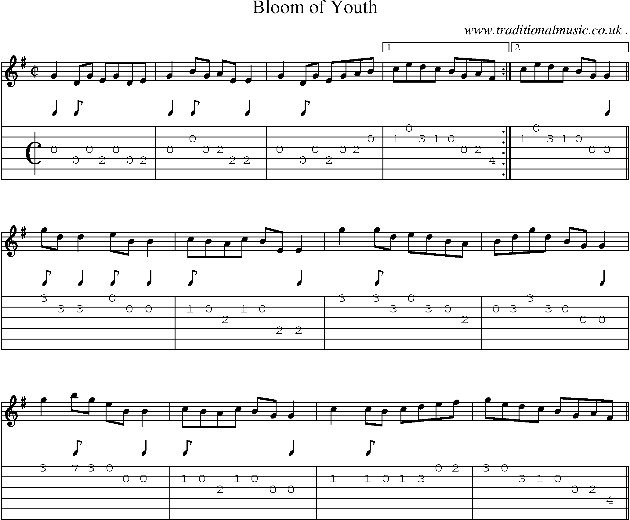 Sheet-Music and Guitar Tabs for Bloom Of Youth