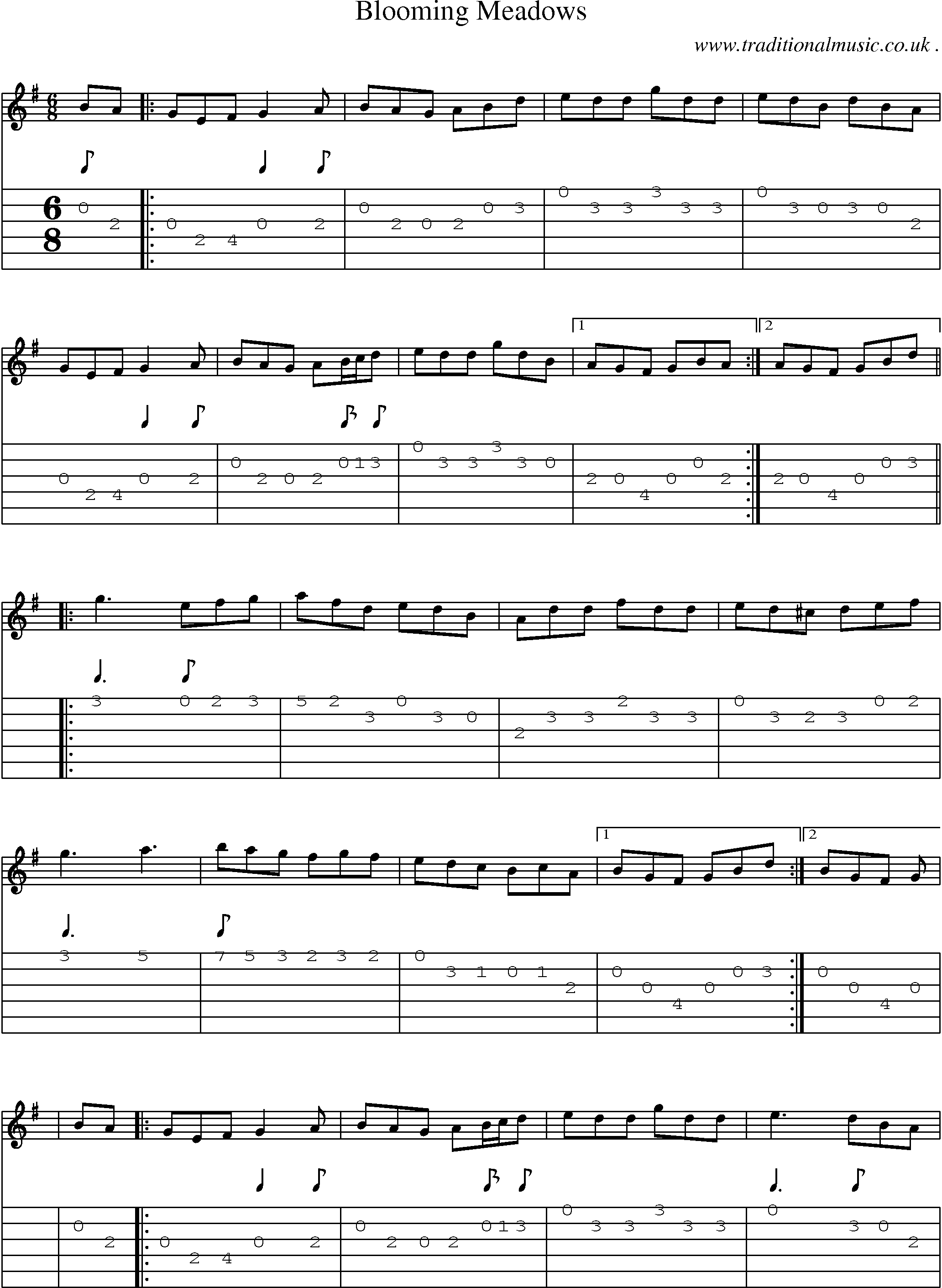 Sheet-Music and Guitar Tabs for Blooming Meadows