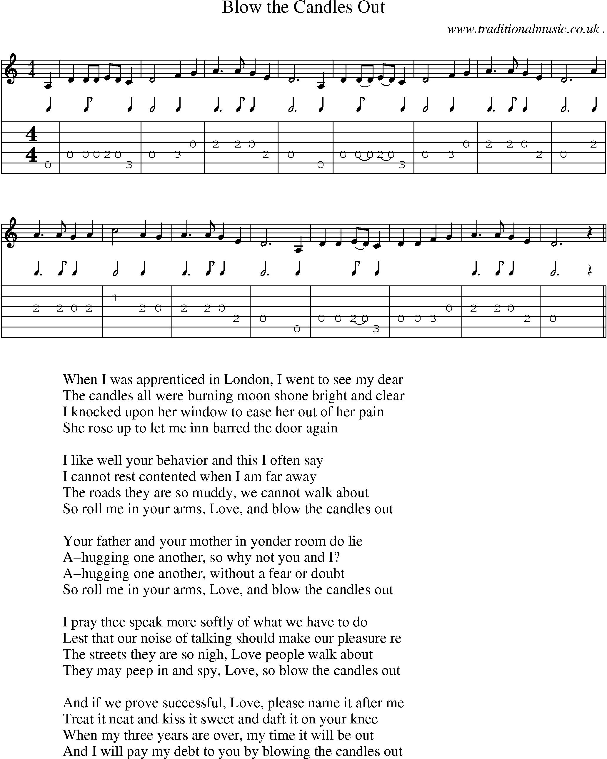 Sheet-Music and Guitar Tabs for Blow The Candles Out