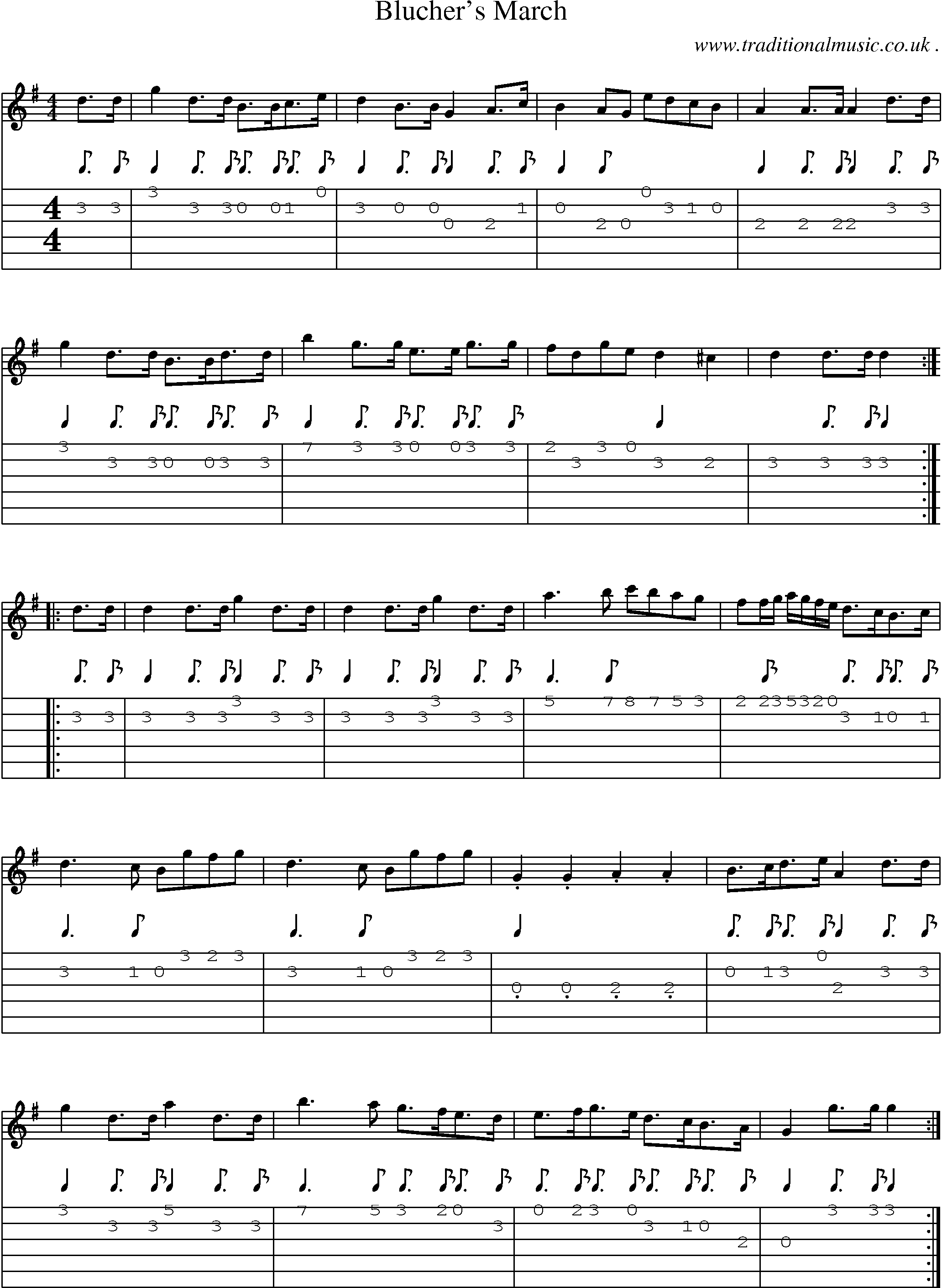 Sheet-Music and Guitar Tabs for Bluchers March