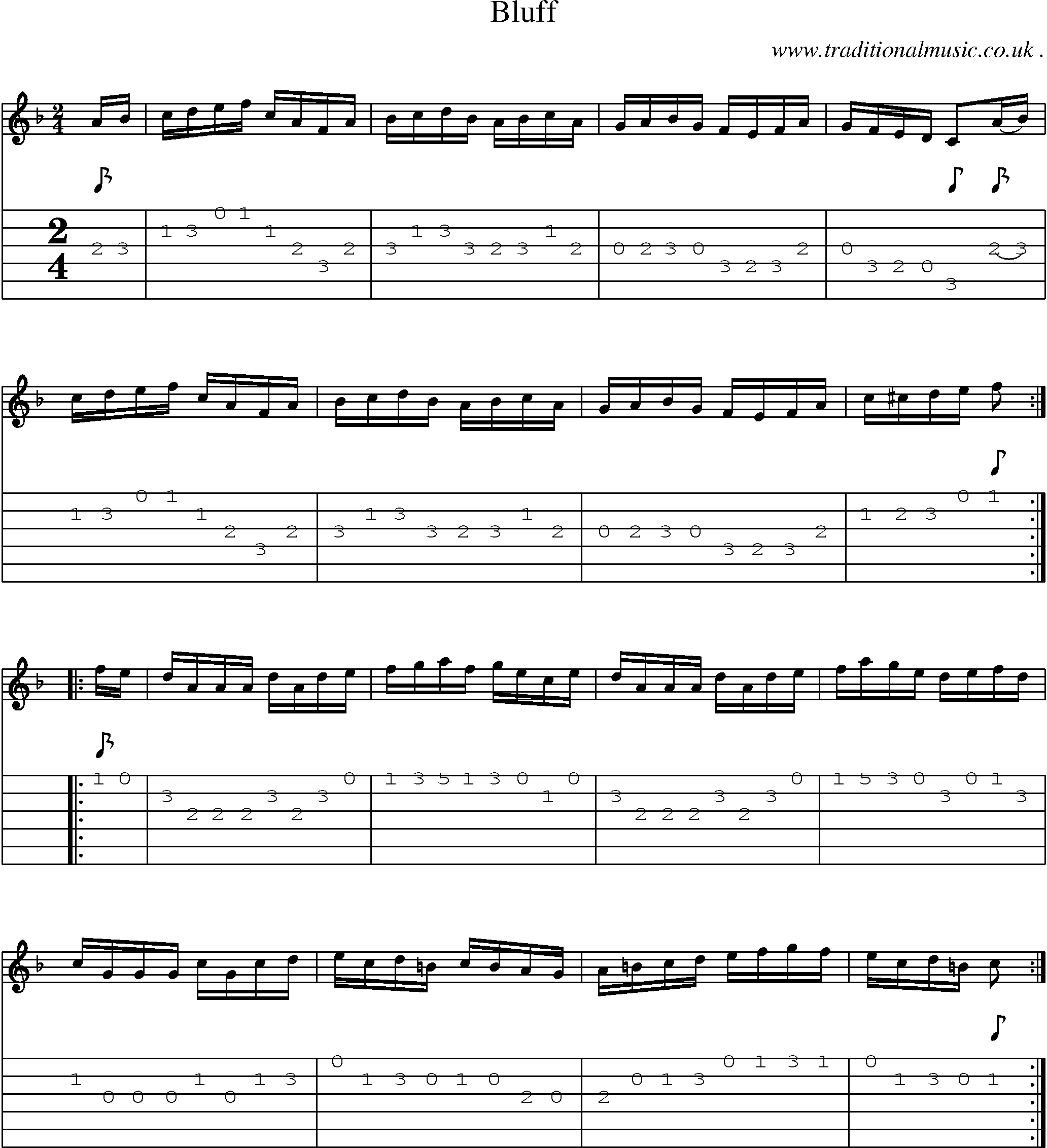Sheet-Music and Guitar Tabs for Bluff