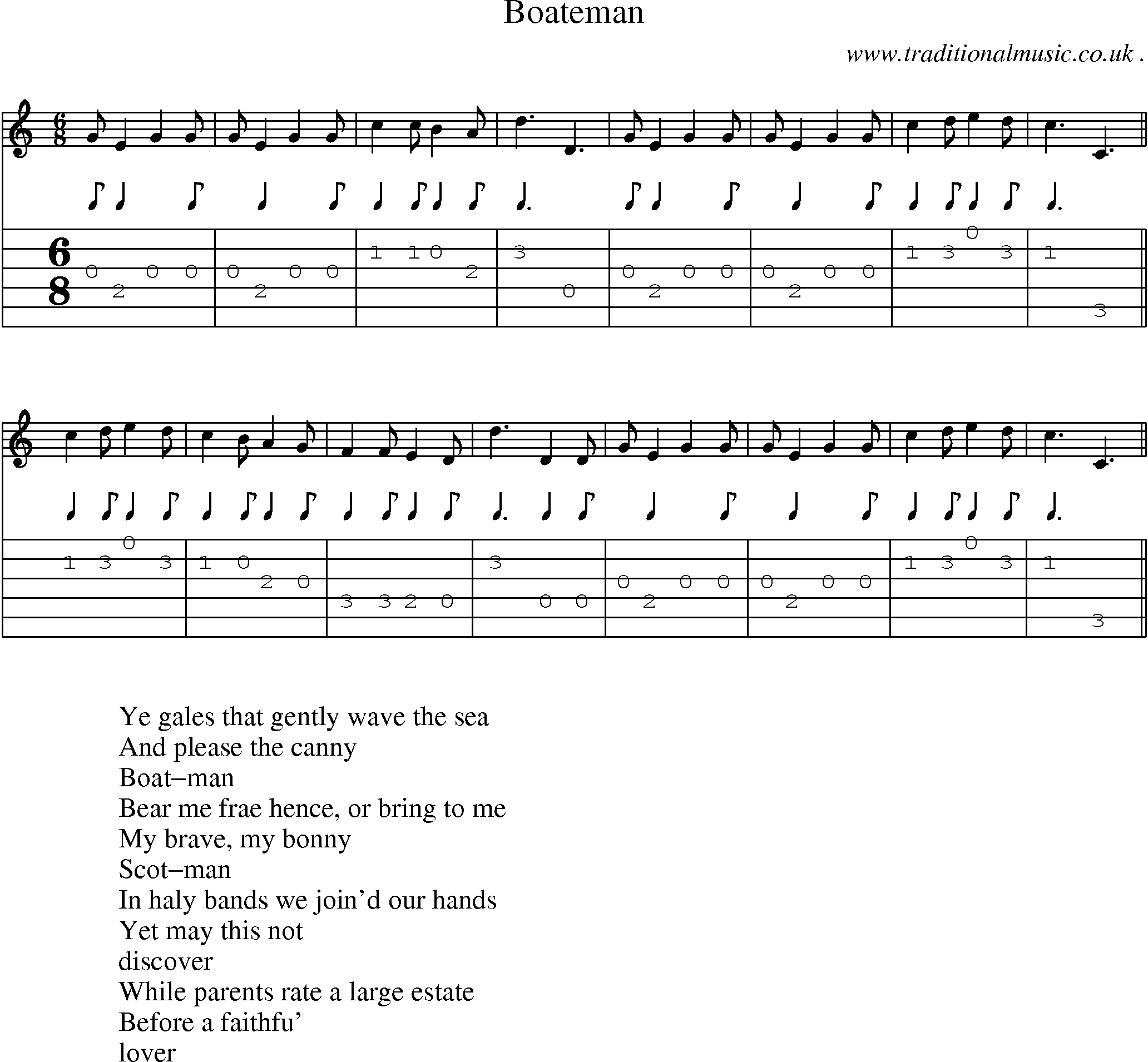 Sheet-Music and Guitar Tabs for Boateman