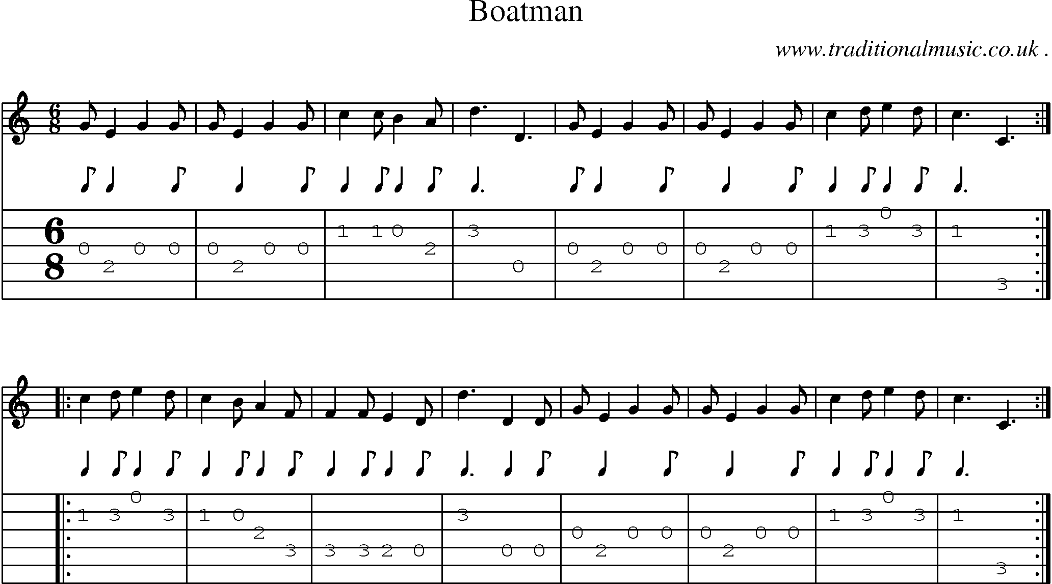 Sheet-Music and Guitar Tabs for Boatman