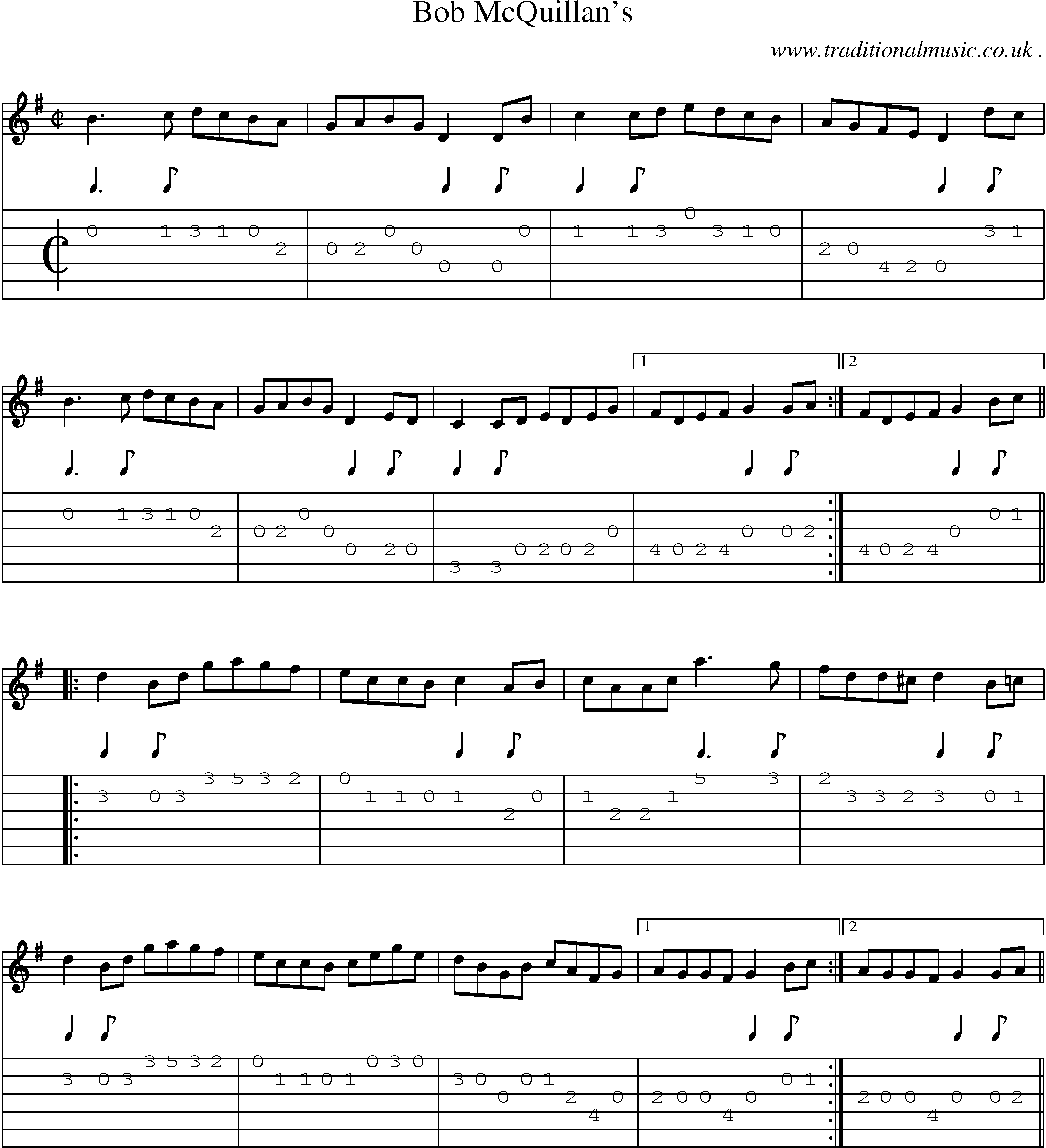 Sheet-Music and Guitar Tabs for Bob Mcquillans