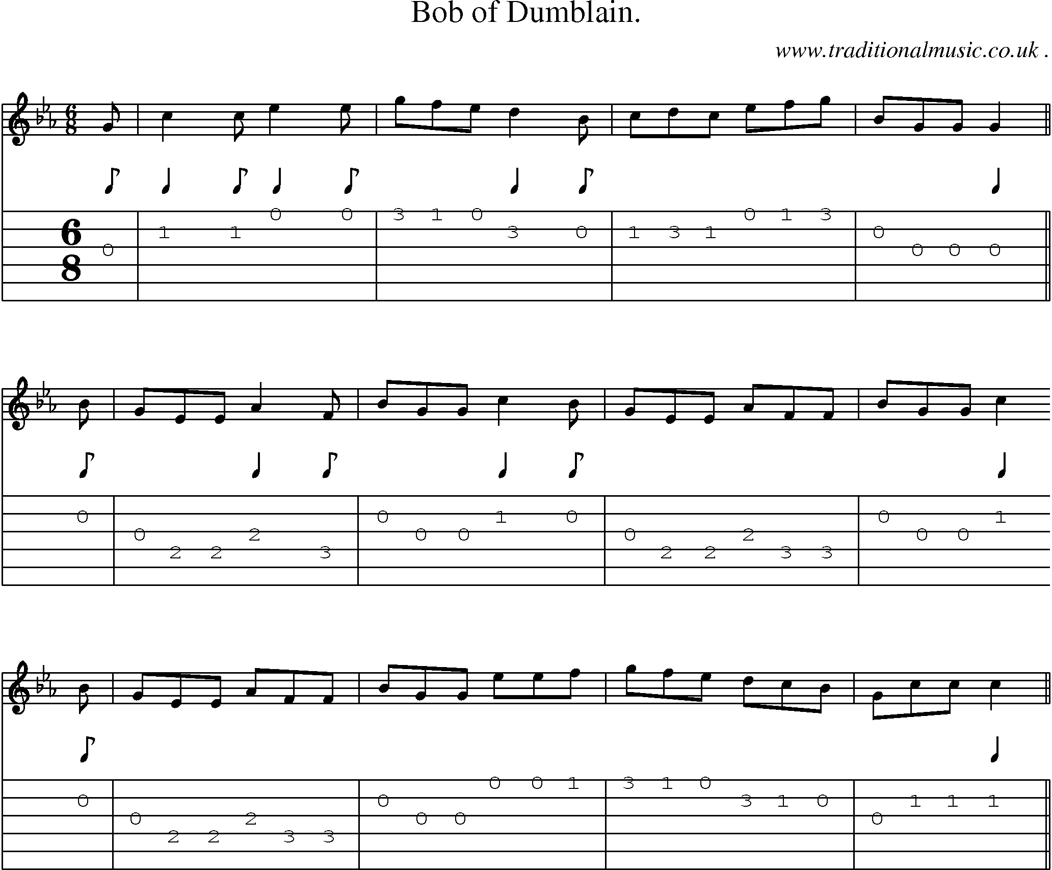 Sheet-Music and Guitar Tabs for Bob Of Dumblain