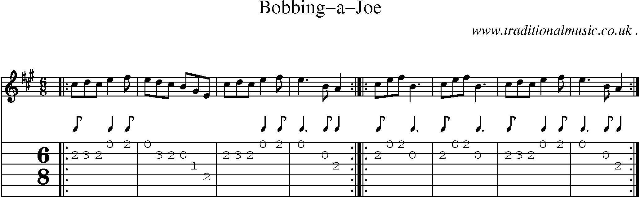Sheet-Music and Guitar Tabs for Bobbing-a-joe