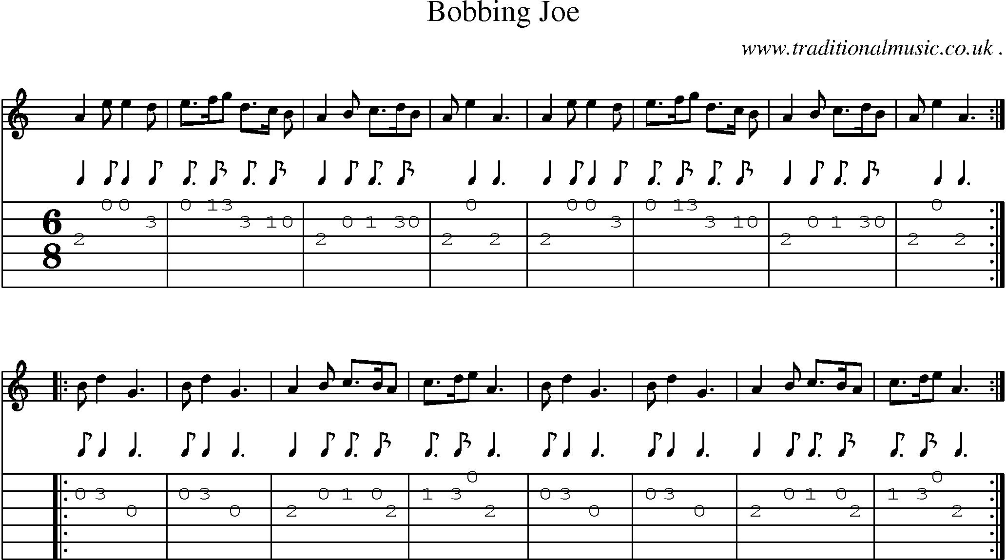 Sheet-Music and Guitar Tabs for Bobbing Joe