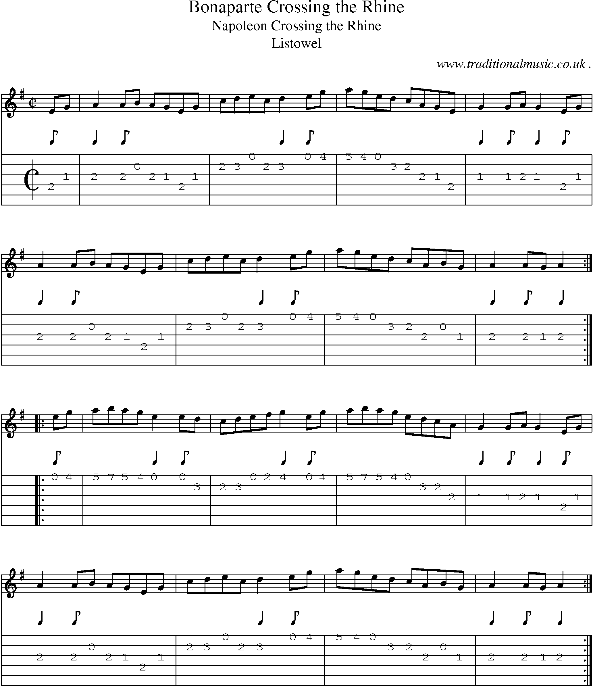 Sheet-Music and Guitar Tabs for Bonaparte Crossing The Rhine