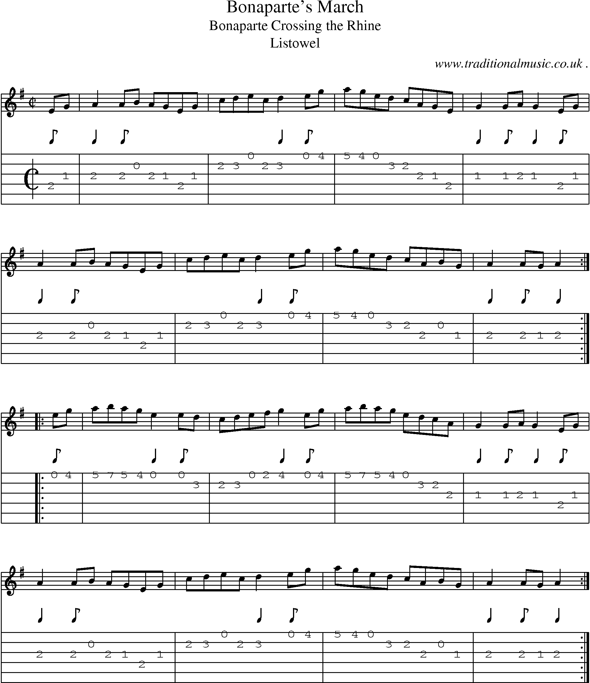 Sheet-Music and Guitar Tabs for Bonapartes March