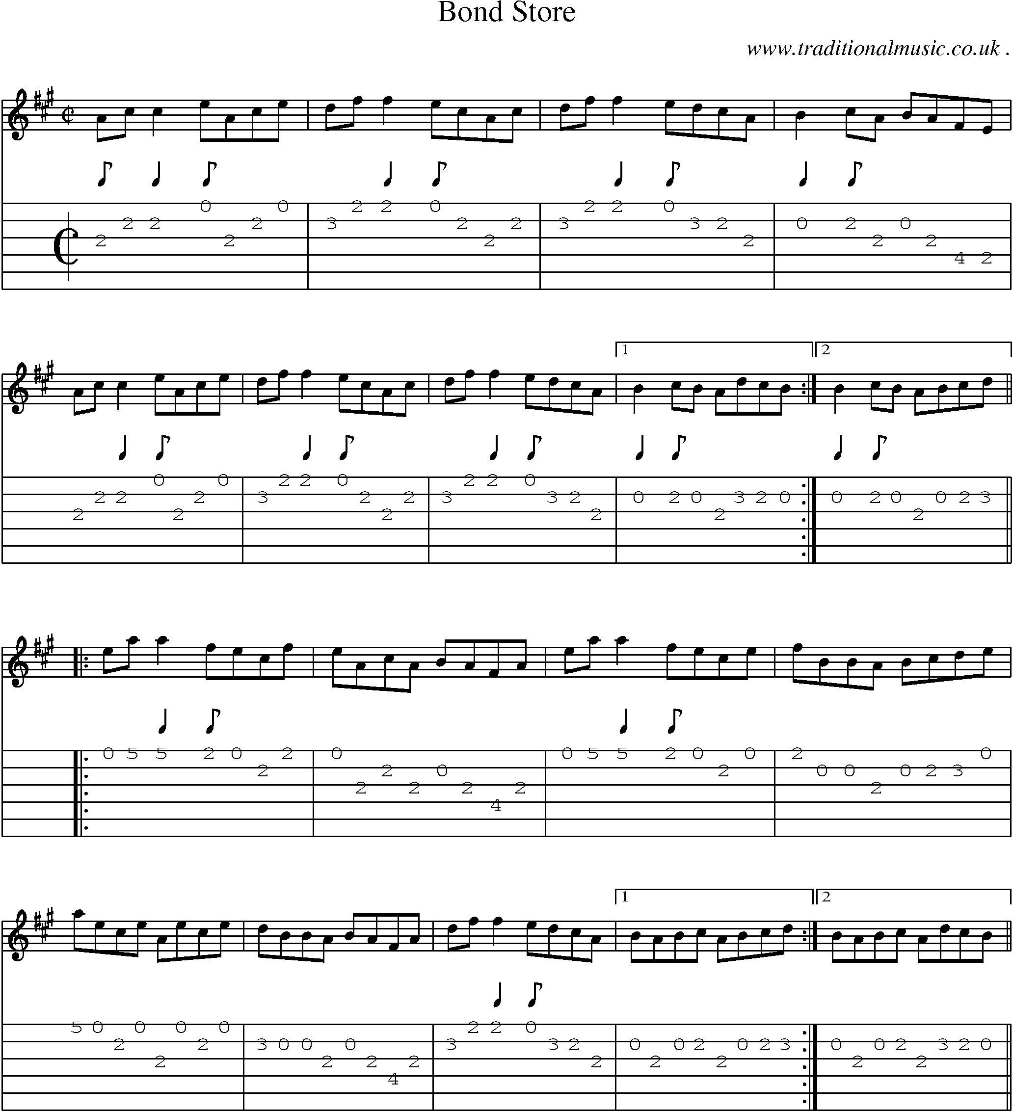 Sheet-Music and Guitar Tabs for Bond Store