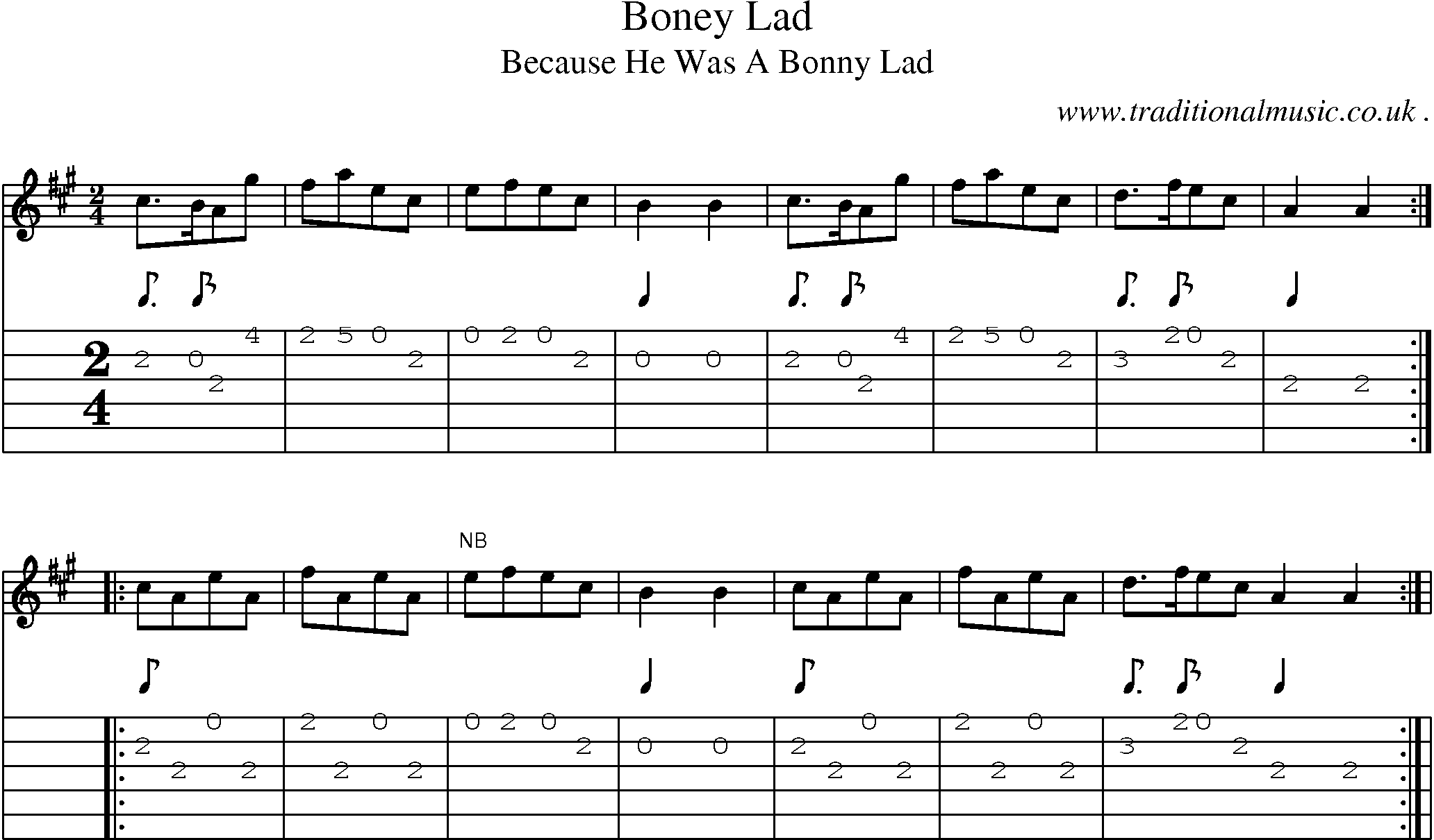 Sheet-Music and Guitar Tabs for Boney Lad