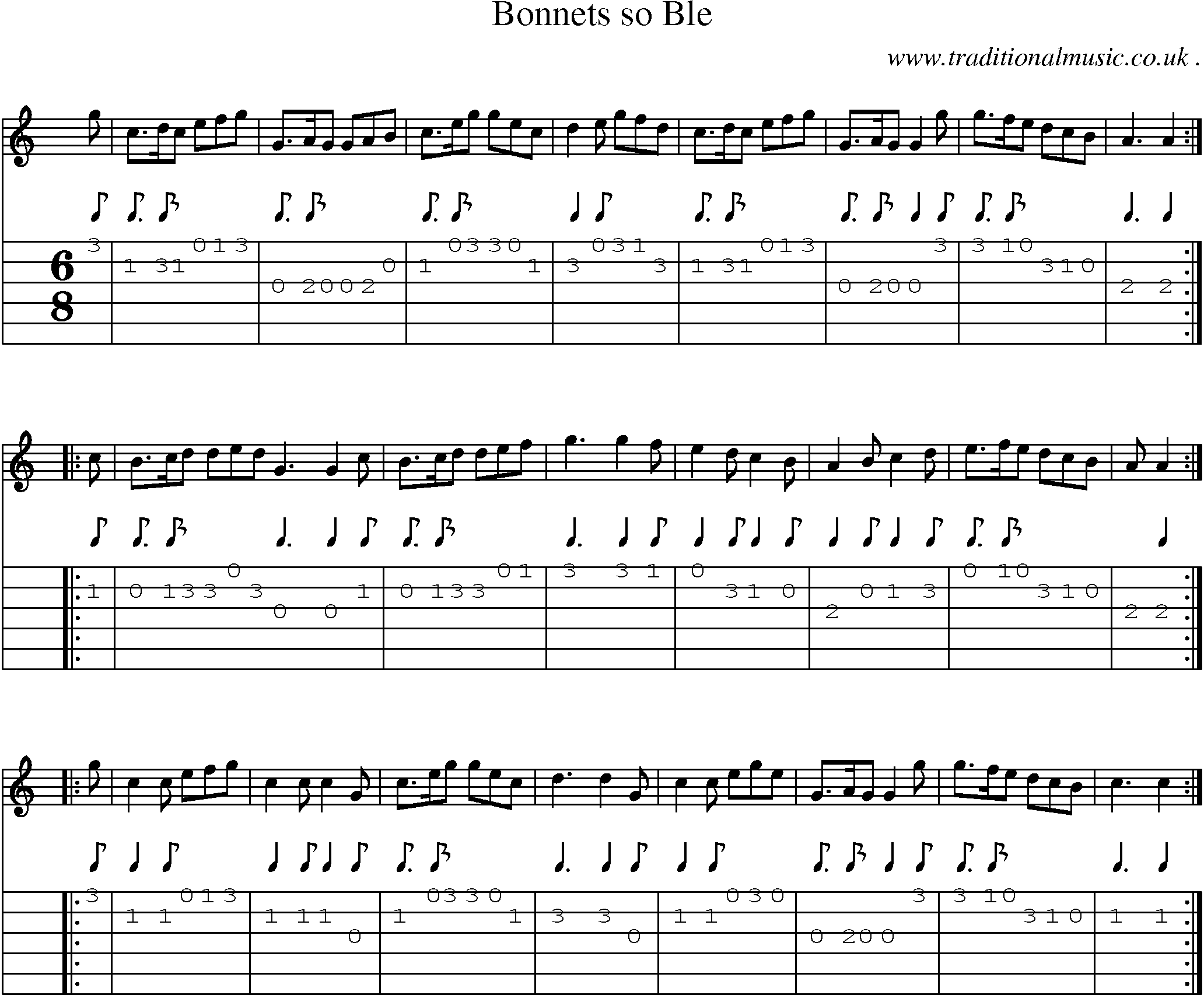 Sheet-Music and Guitar Tabs for Bonnets So Ble