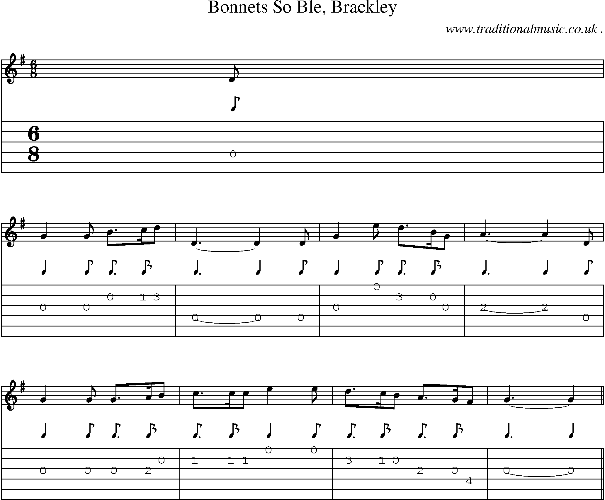 Sheet-Music and Guitar Tabs for Bonnets So Ble Brackley