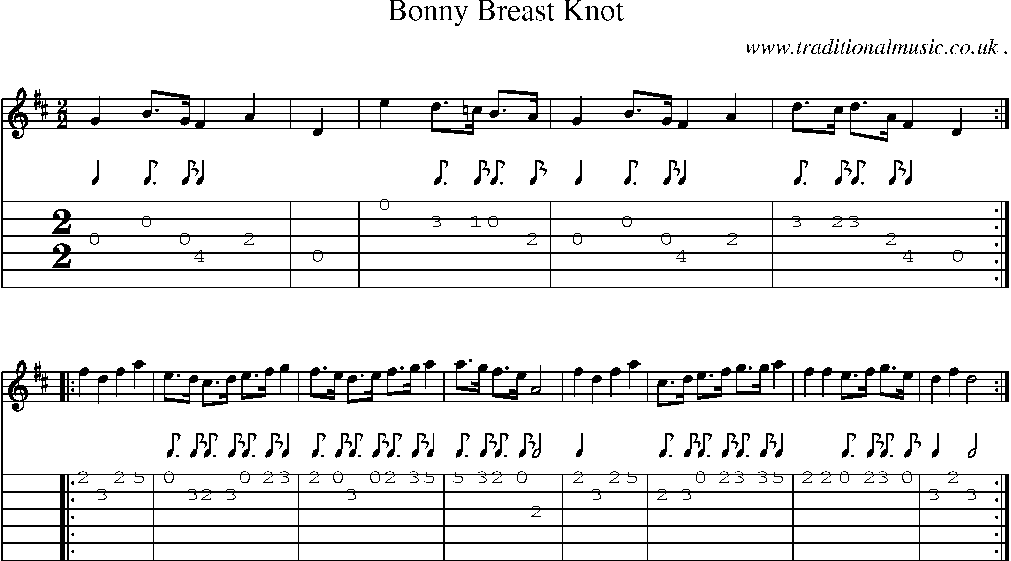 Sheet-Music and Guitar Tabs for Bonny Breast Knot