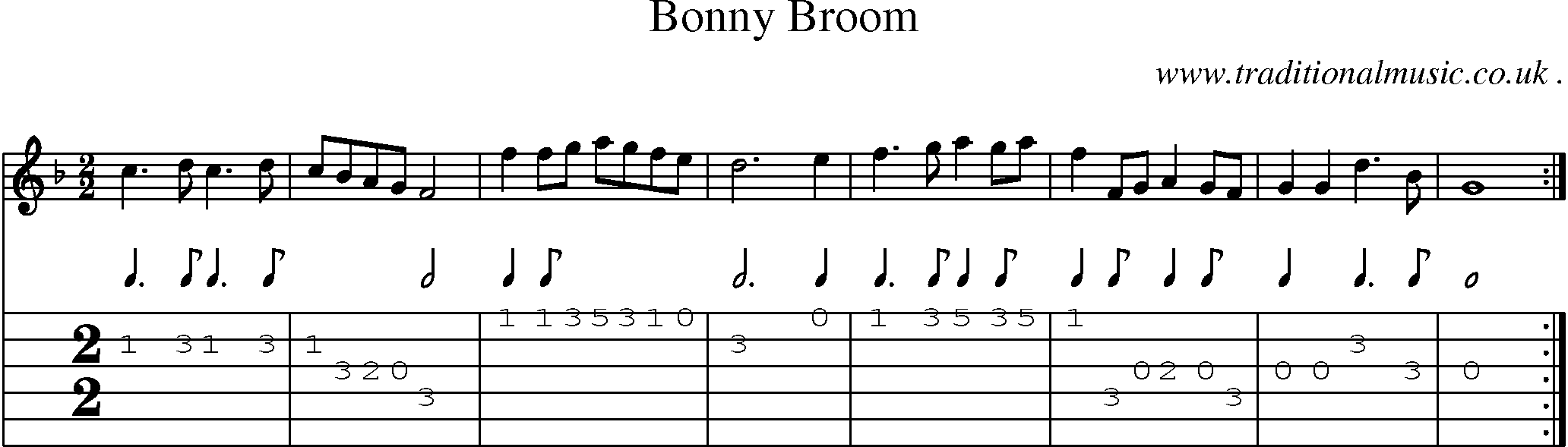 Sheet-Music and Guitar Tabs for Bonny Broom