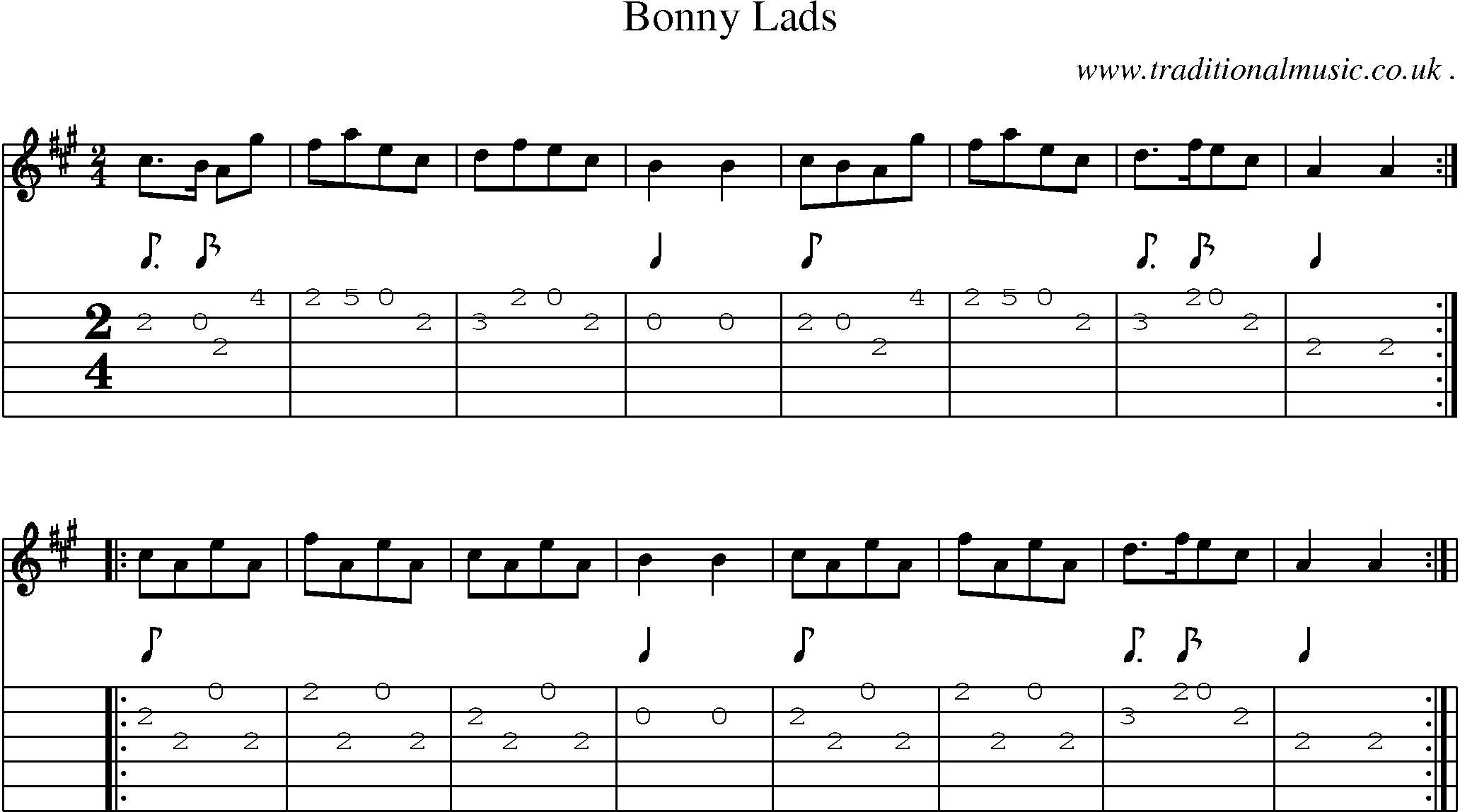Sheet-Music and Guitar Tabs for Bonny Lads