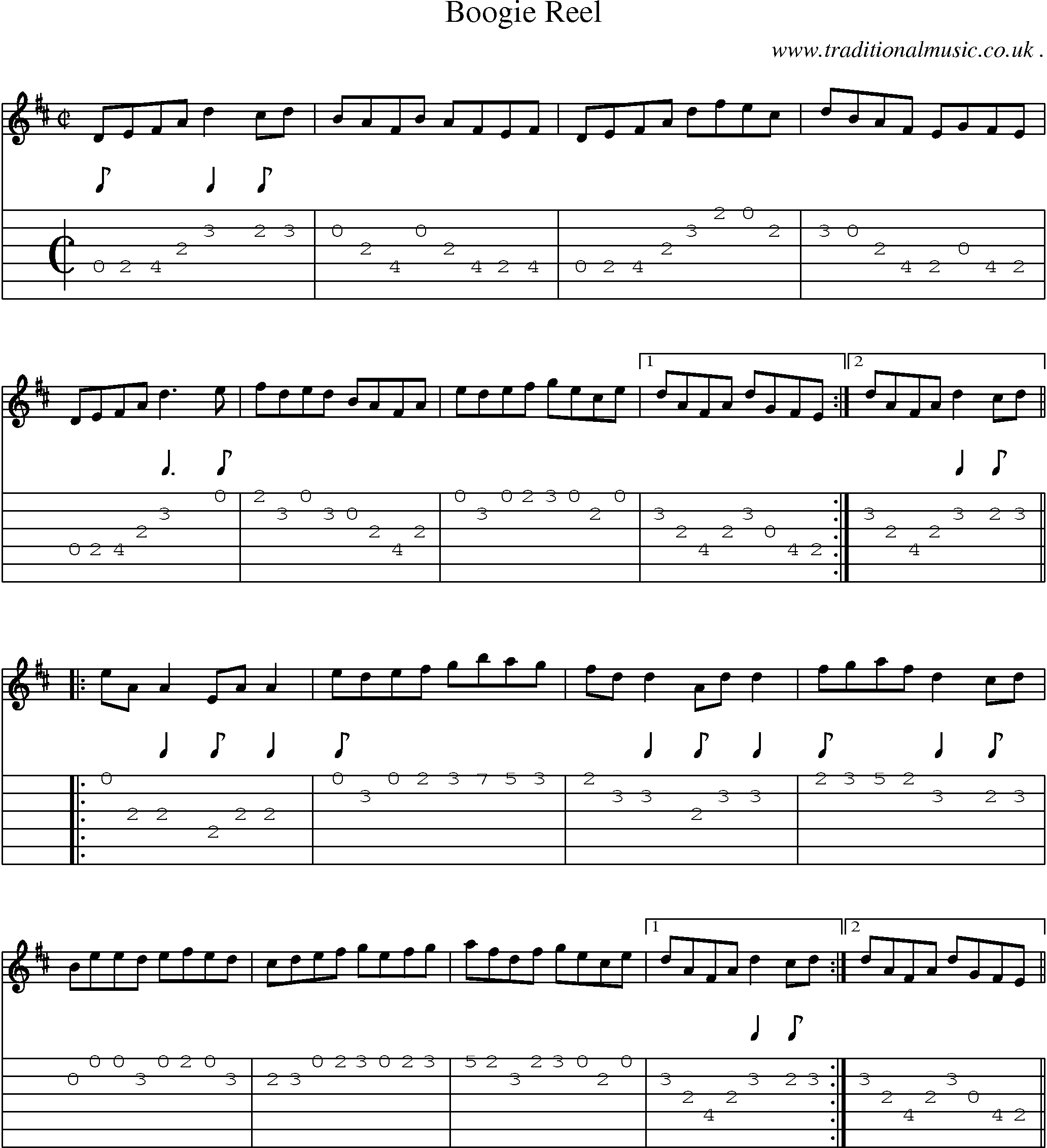 Sheet-Music and Guitar Tabs for Boogie Reel