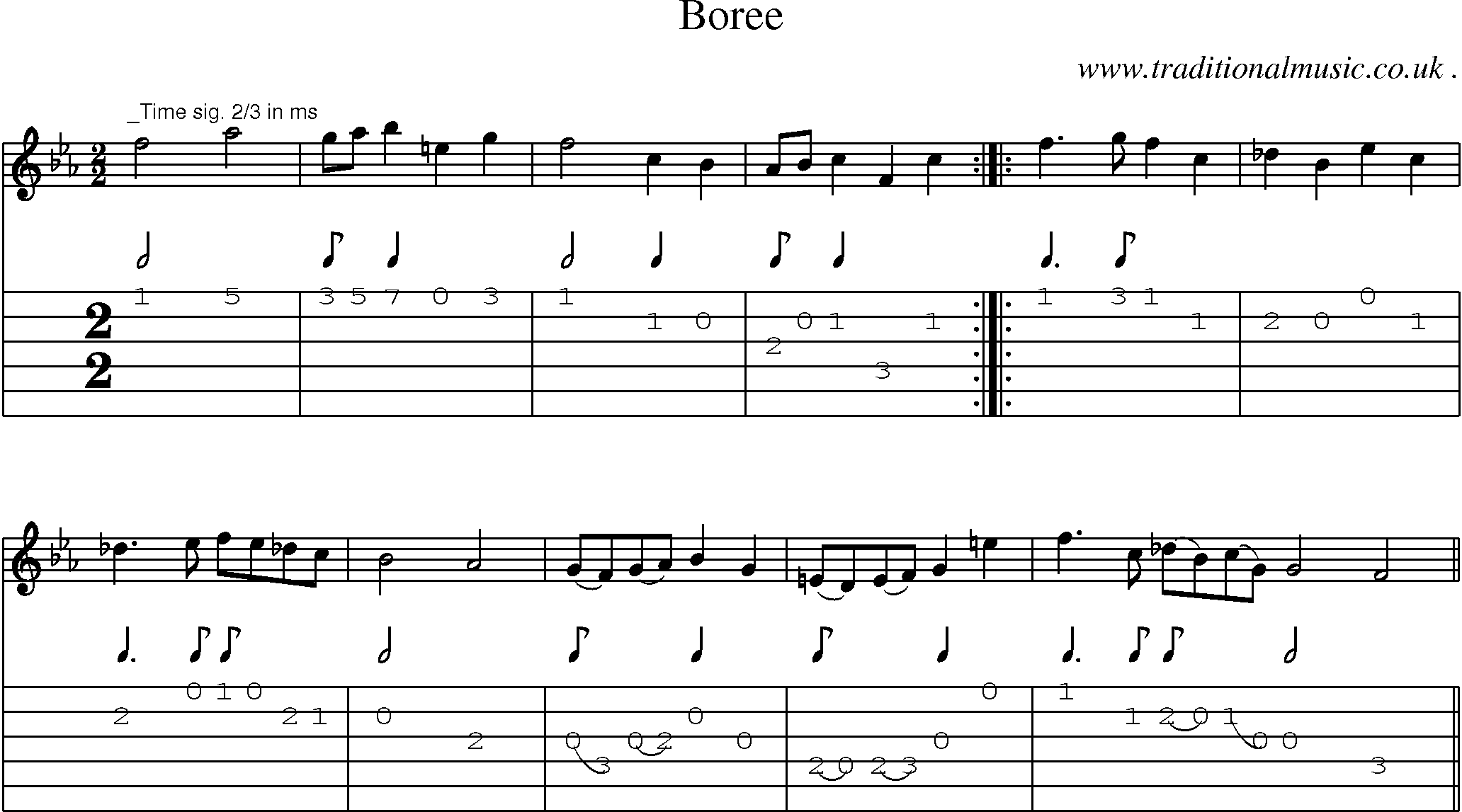 Sheet-Music and Guitar Tabs for Boree