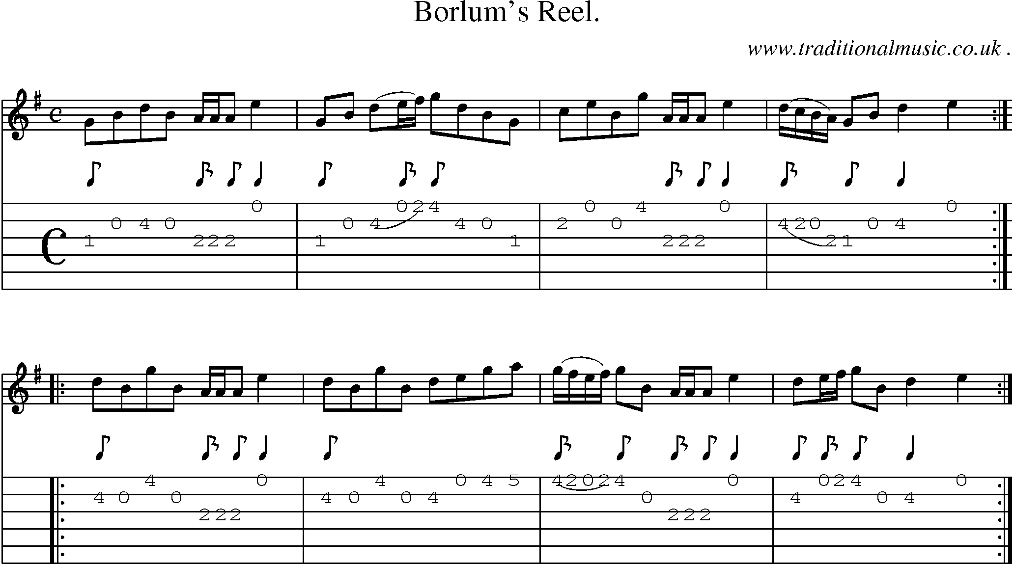 Sheet-Music and Guitar Tabs for Borlums Reel
