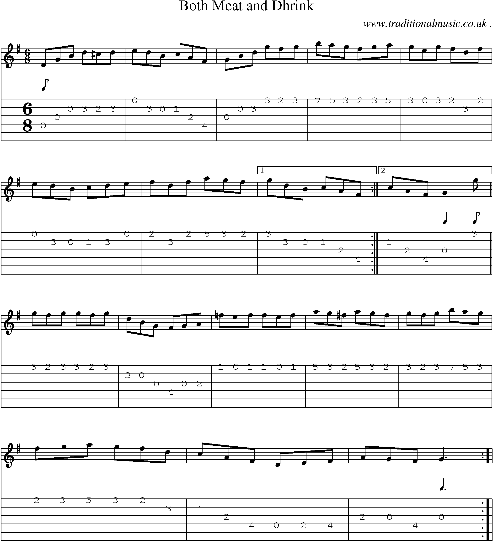 Sheet-Music and Guitar Tabs for Both Meat And Dhrink