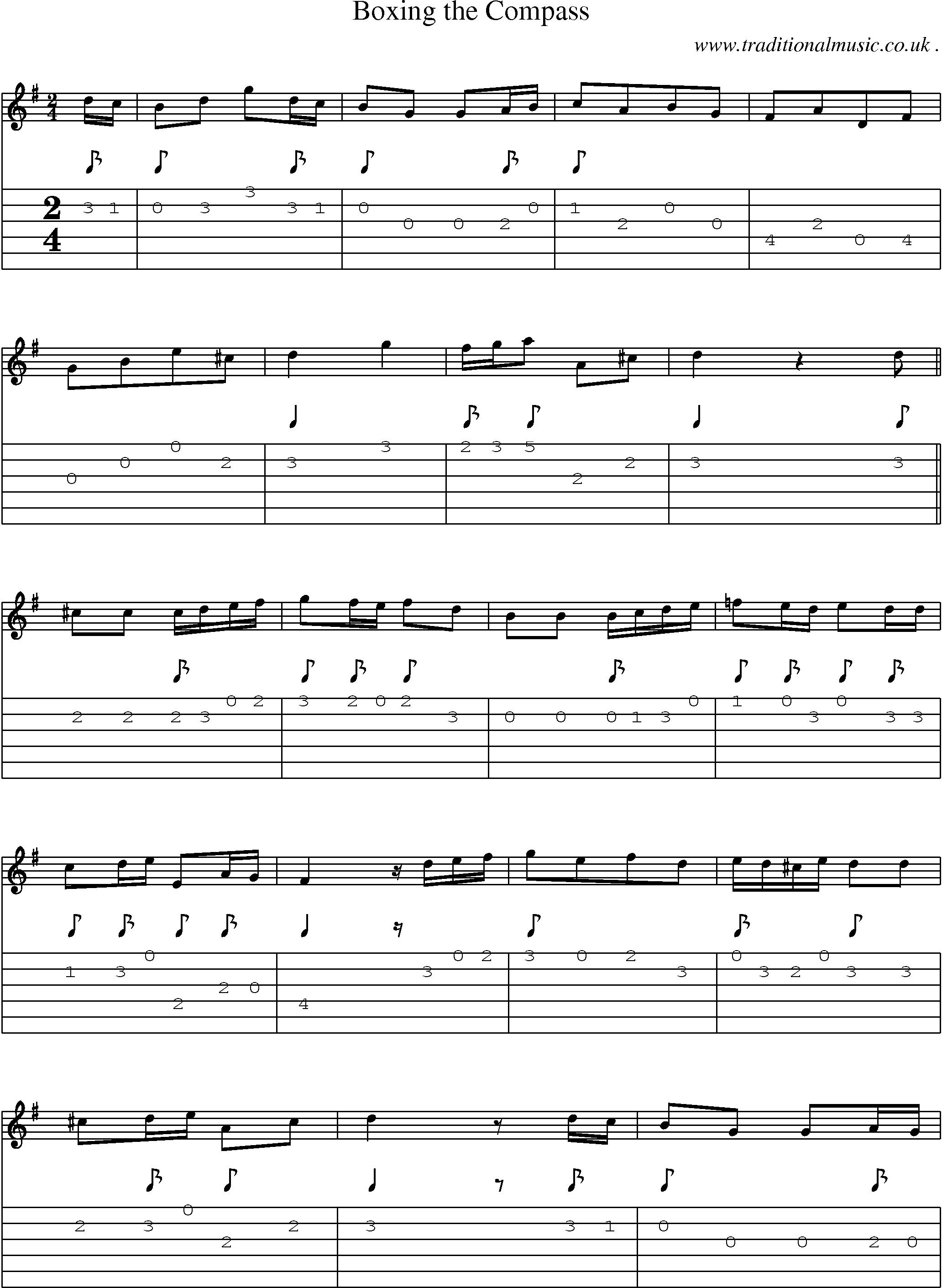 Sheet-Music and Guitar Tabs for Boxing The Compass