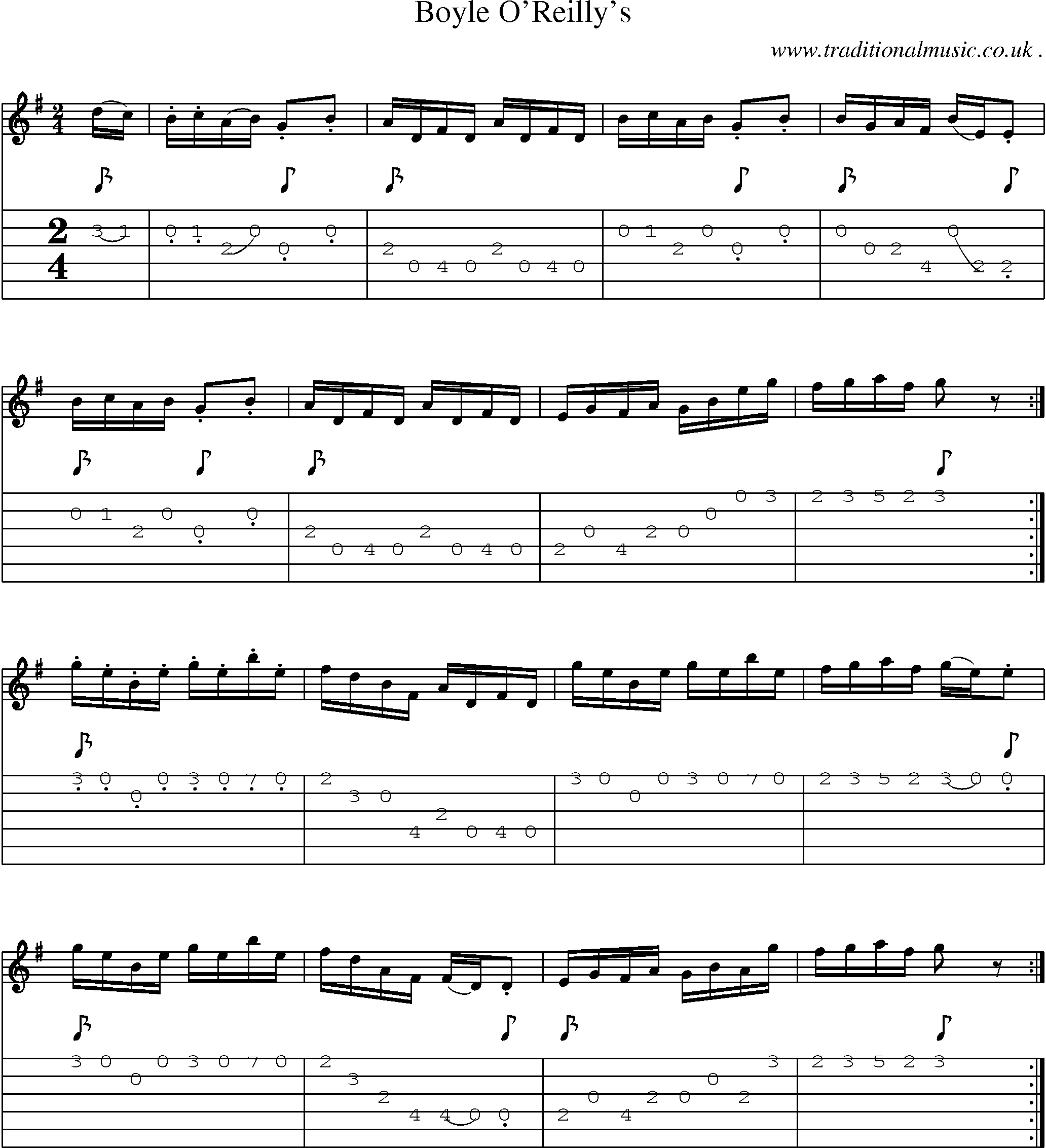 Sheet-Music and Guitar Tabs for Boyle Oreillys