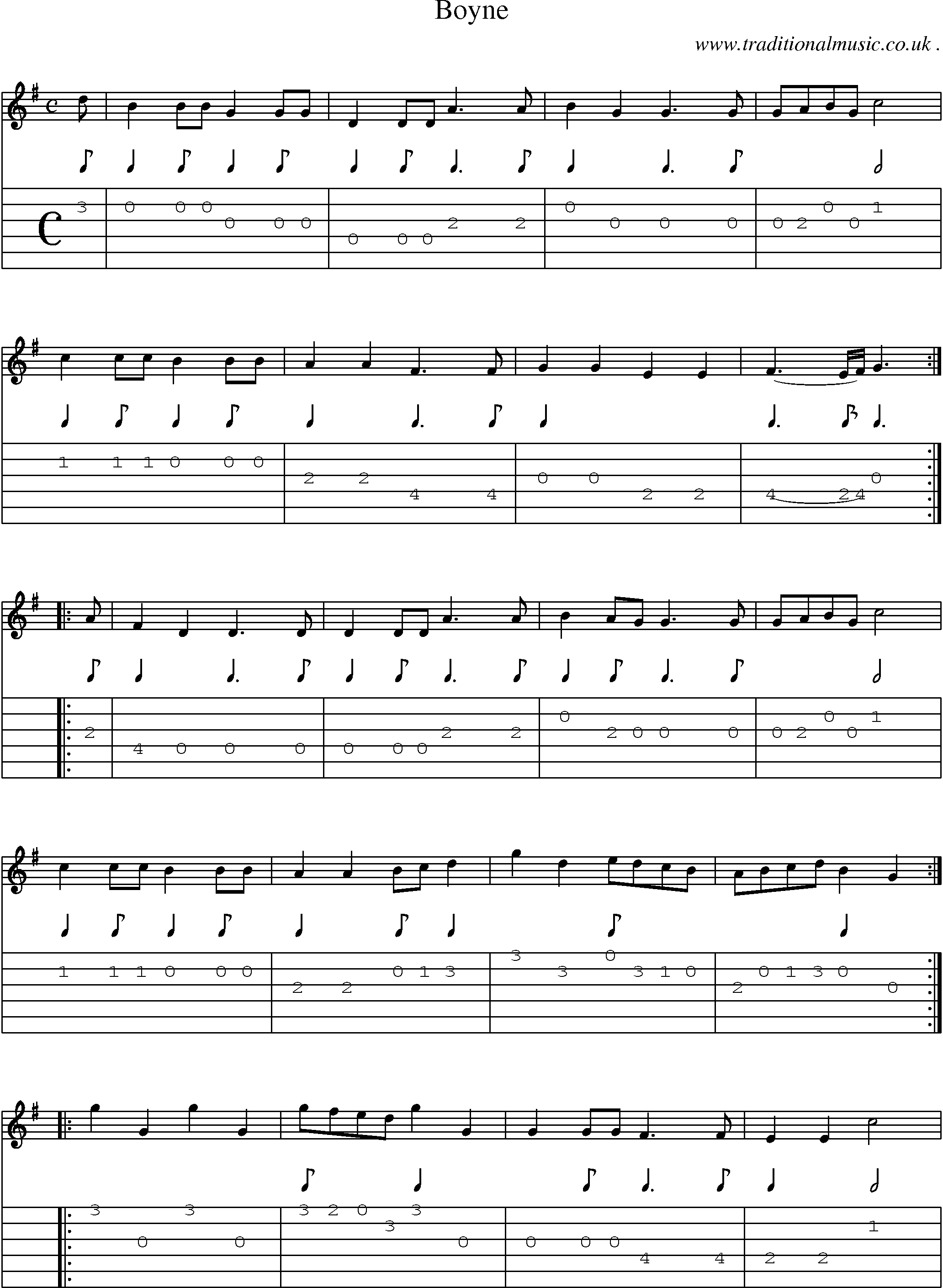 Sheet-Music and Guitar Tabs for Boyne